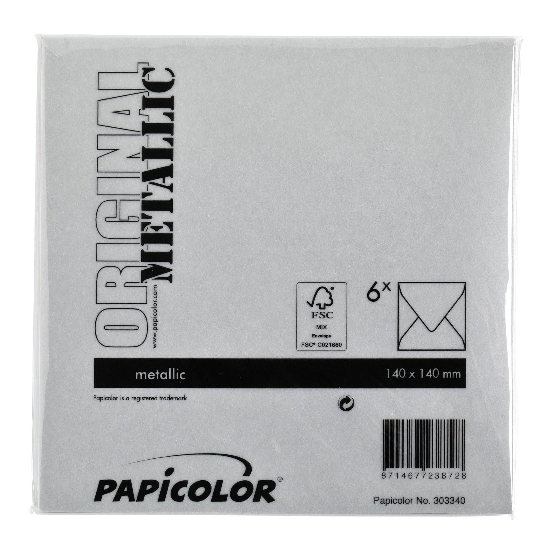 Envelop Papicolor 140x140mm metallic zilver pak à 6 stuks 3