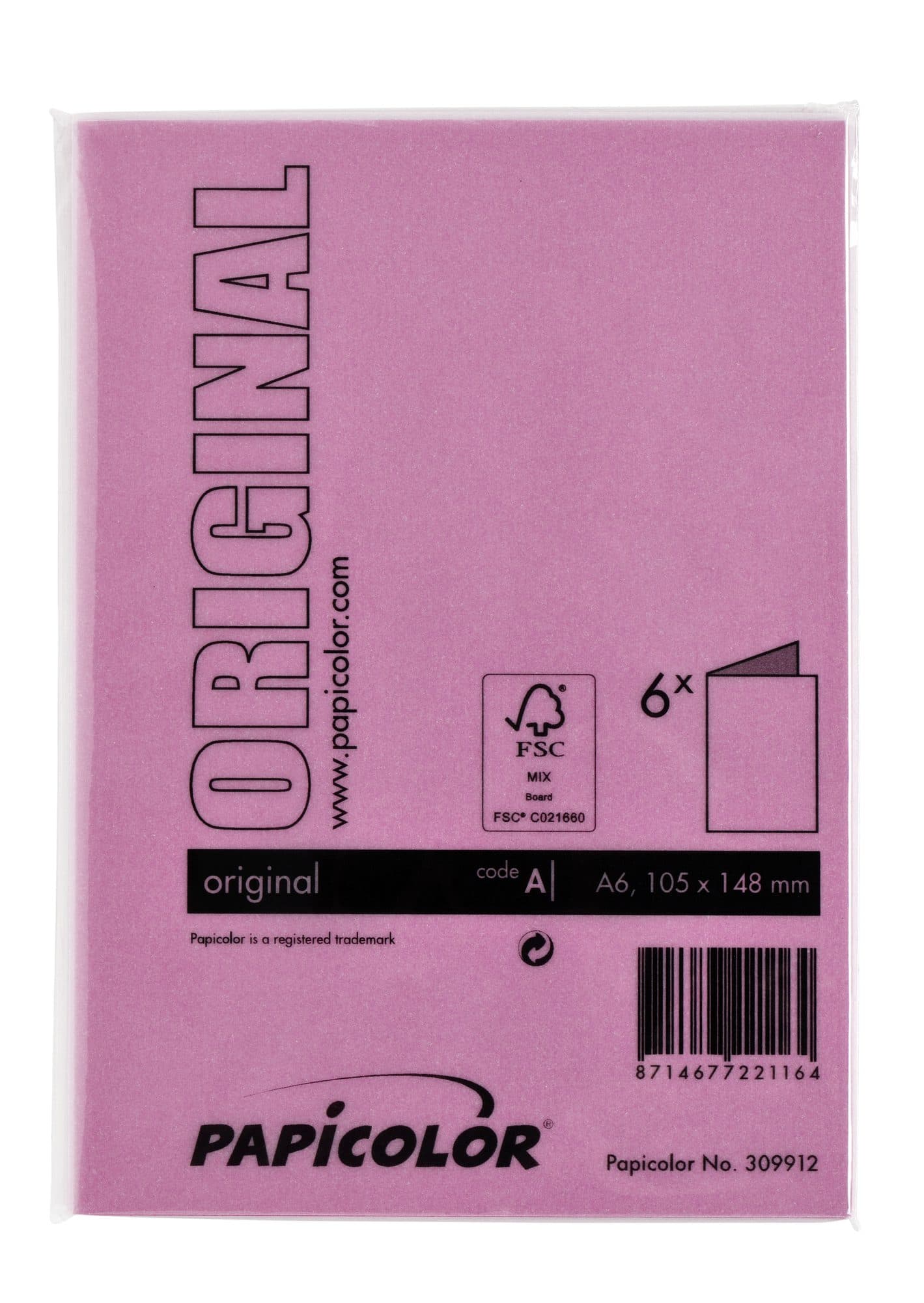 Correspondentiekaart Papicolor dubbel 105x148mm felroze pak à 6 stuks 3