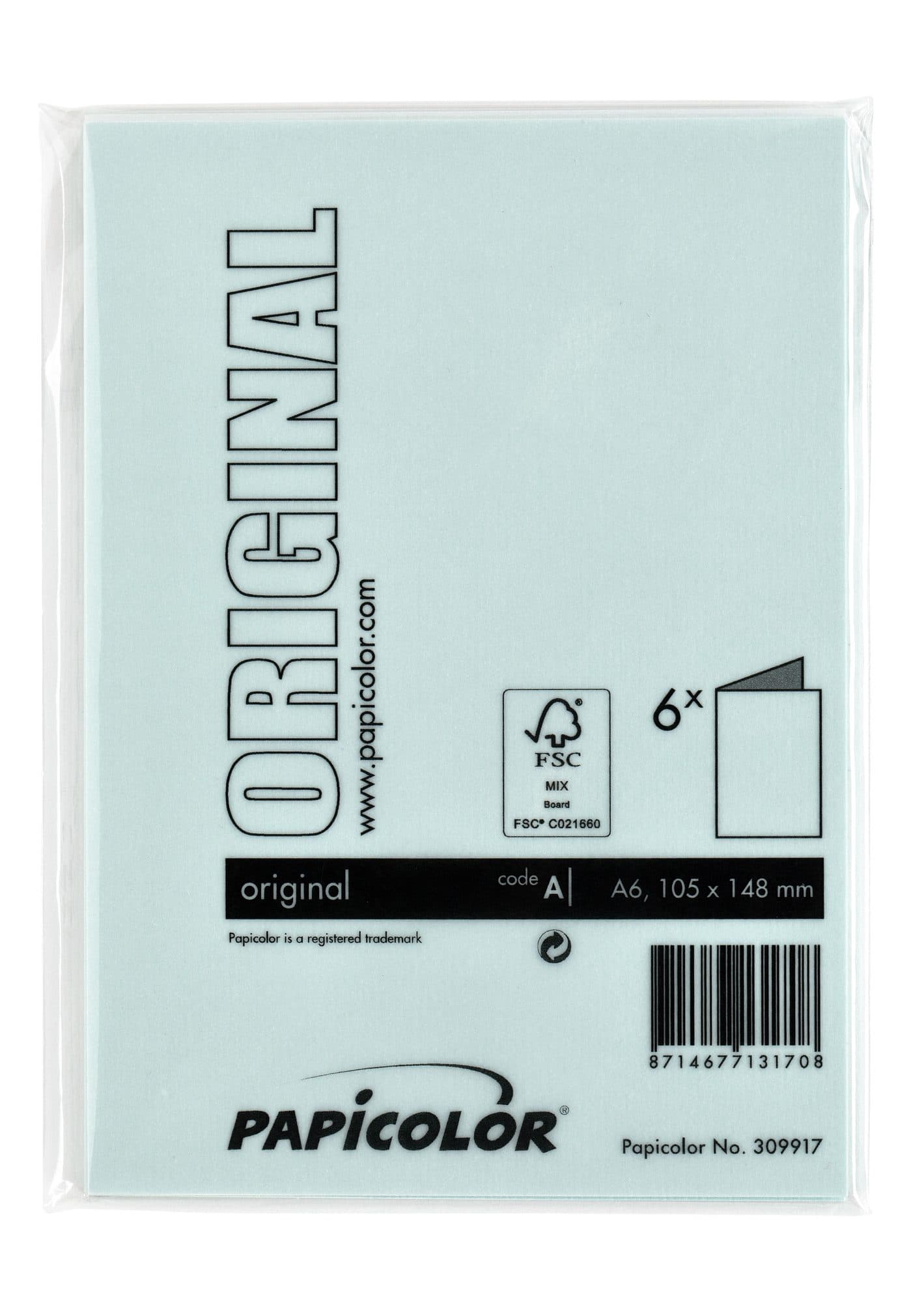 Correspondentiekaart Papicolor dubbel 105x148mm zeegroen pak à 6 stuks 3