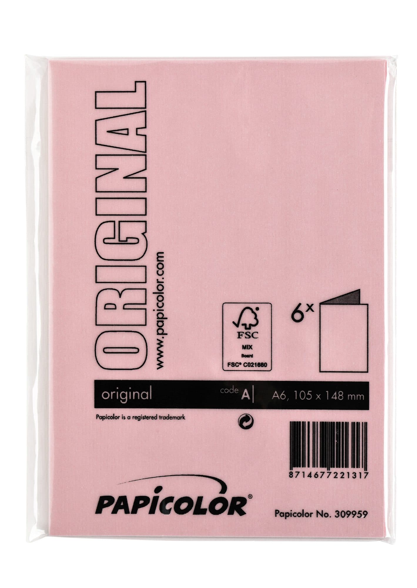 Correspondentiekaart Papicolor dubbel 105x148mm babyroze pak à 6 stuks 3