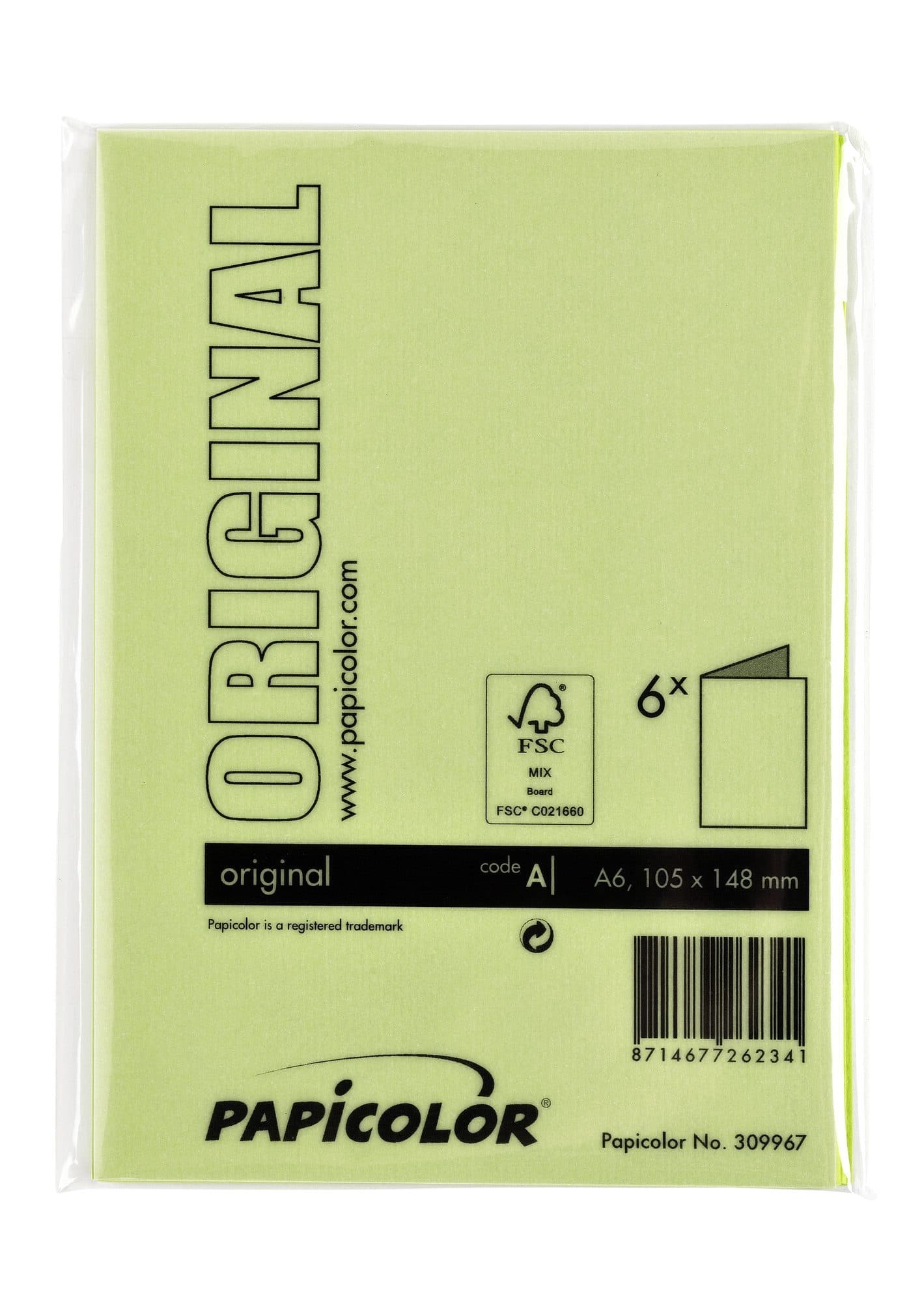 Correspondentiekaart Papicolor dubbel 105x148mm appelgroen pak à 6 stuks 3