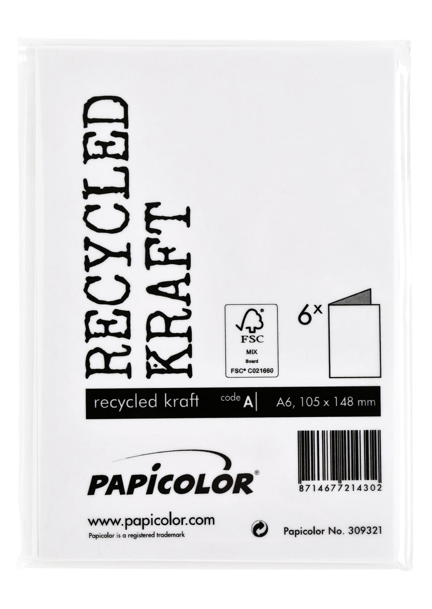 Correspondentiekaart Papicolor dubbel 105x148mm kraft wit pak à 6 stuks 3
