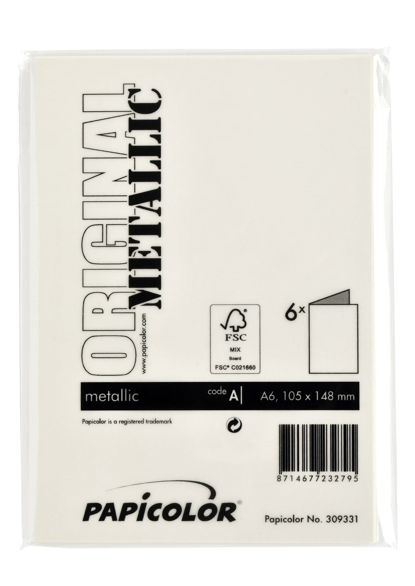 Correspondentiekaart Papicolor dubbel 105x148mm metallic ivoor pak à 6 stuks 3
