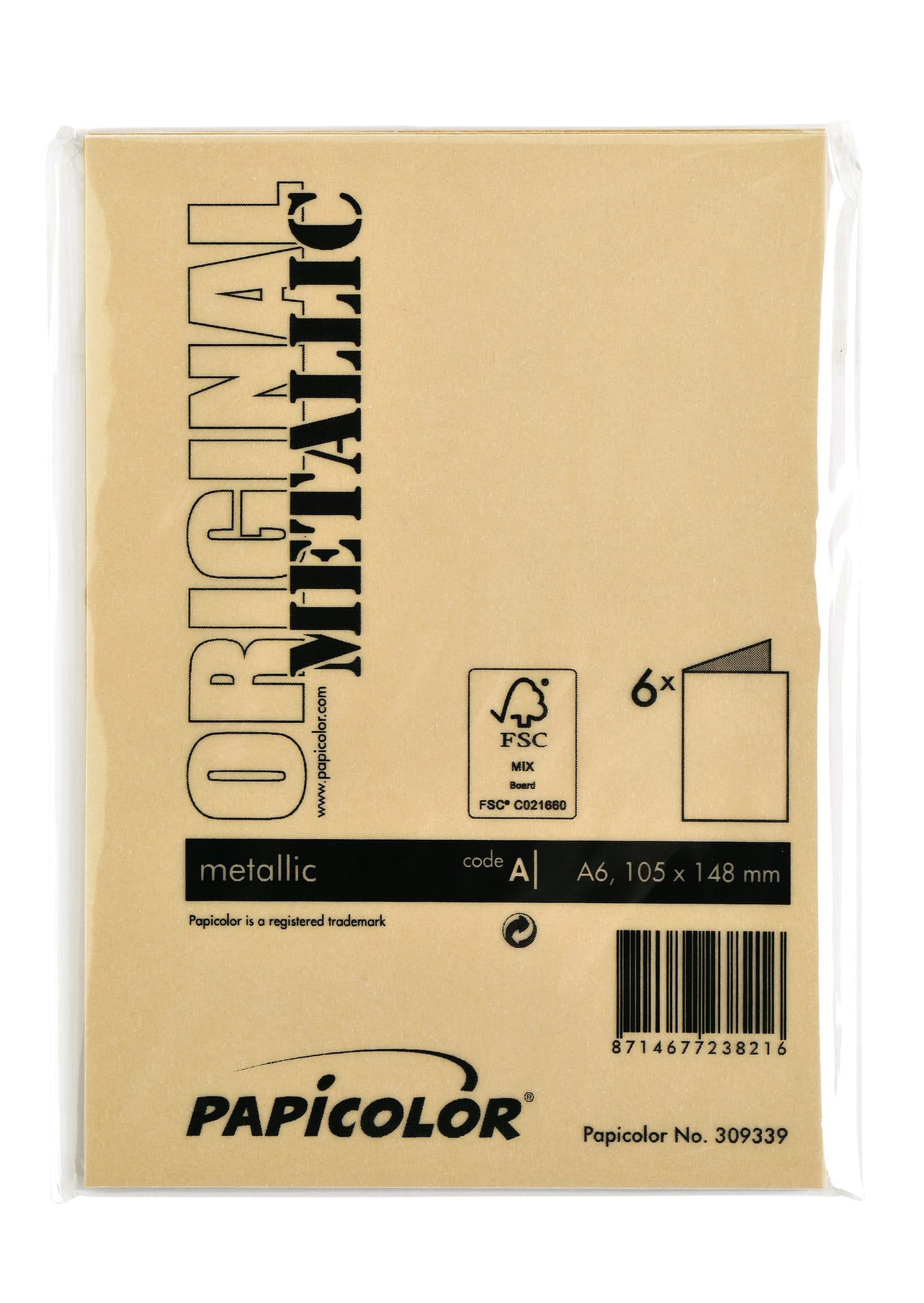 Correspondentiekaart Papicolor dubbel 105x148mm metallic goud pak à 6 stuks 3