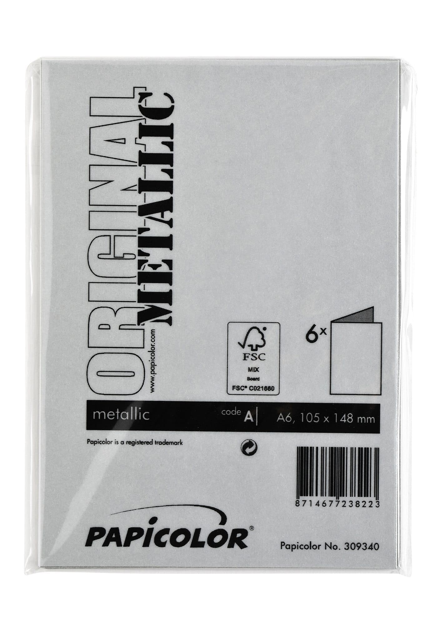 Correspondentiekaart Papicolor dubbel 105x148mm metallic zilver pak à 6 stuks 3