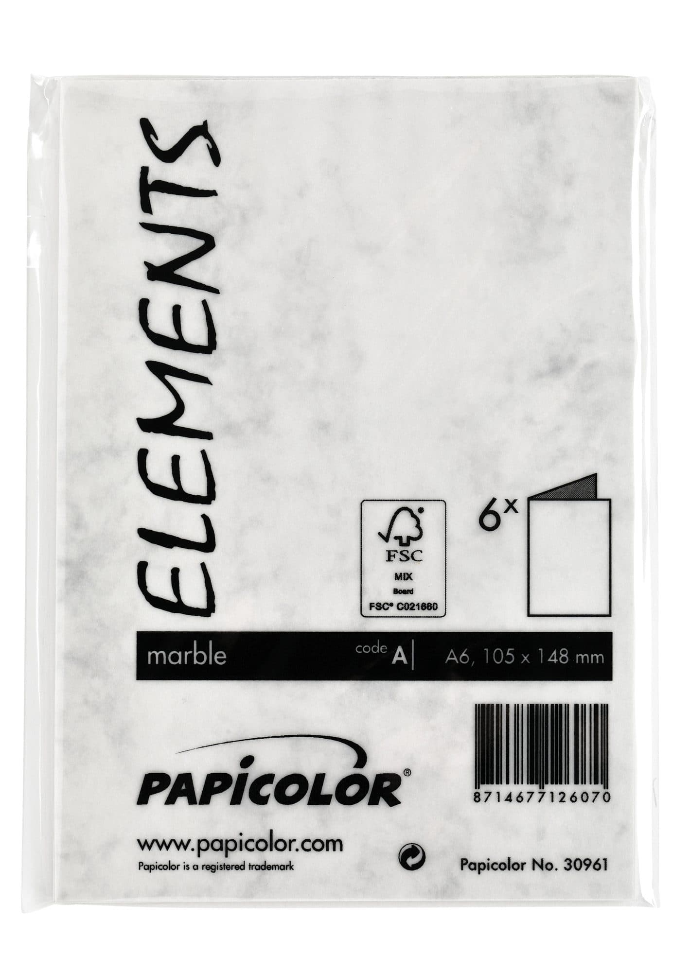 Correspondentiekaart Papicolor dubbel 105x148mm marmer grijs pak à 6 stuks 3