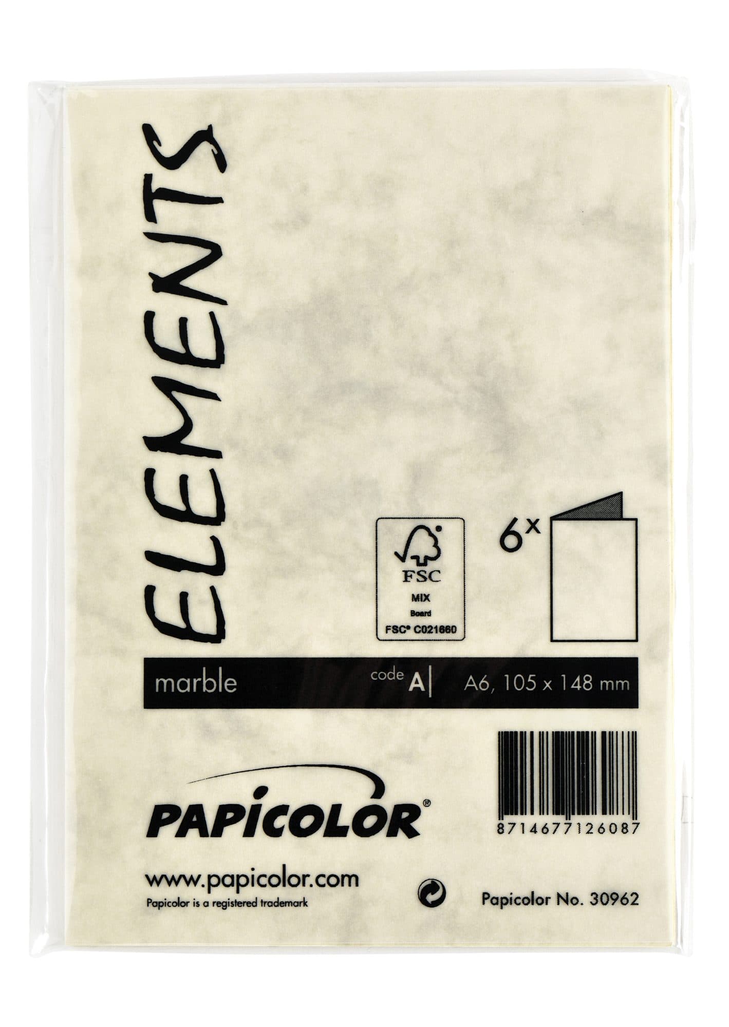 Correspondentiekaart Papicolor dubbel 105x148mm marmer ivoor pak à 6 stuks 3