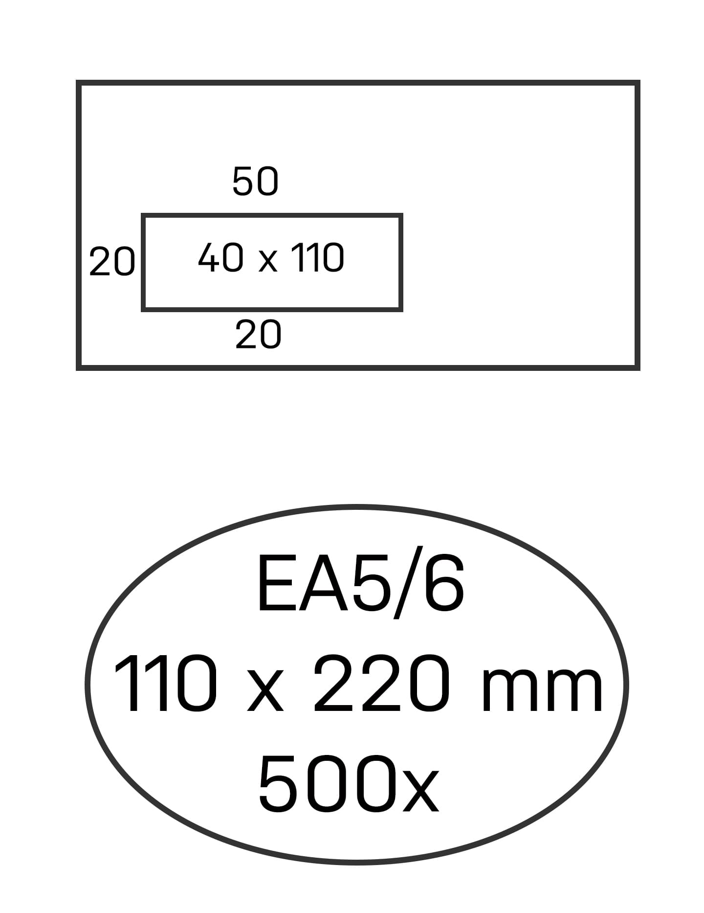 Envelop Hermes EA5/6 110x220mm venster 4x11links zelfklevend 500 stuks 2