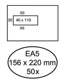 Envelop Hermes EA5 156x220mm venster 4x11links zelfklevend 50 stuks