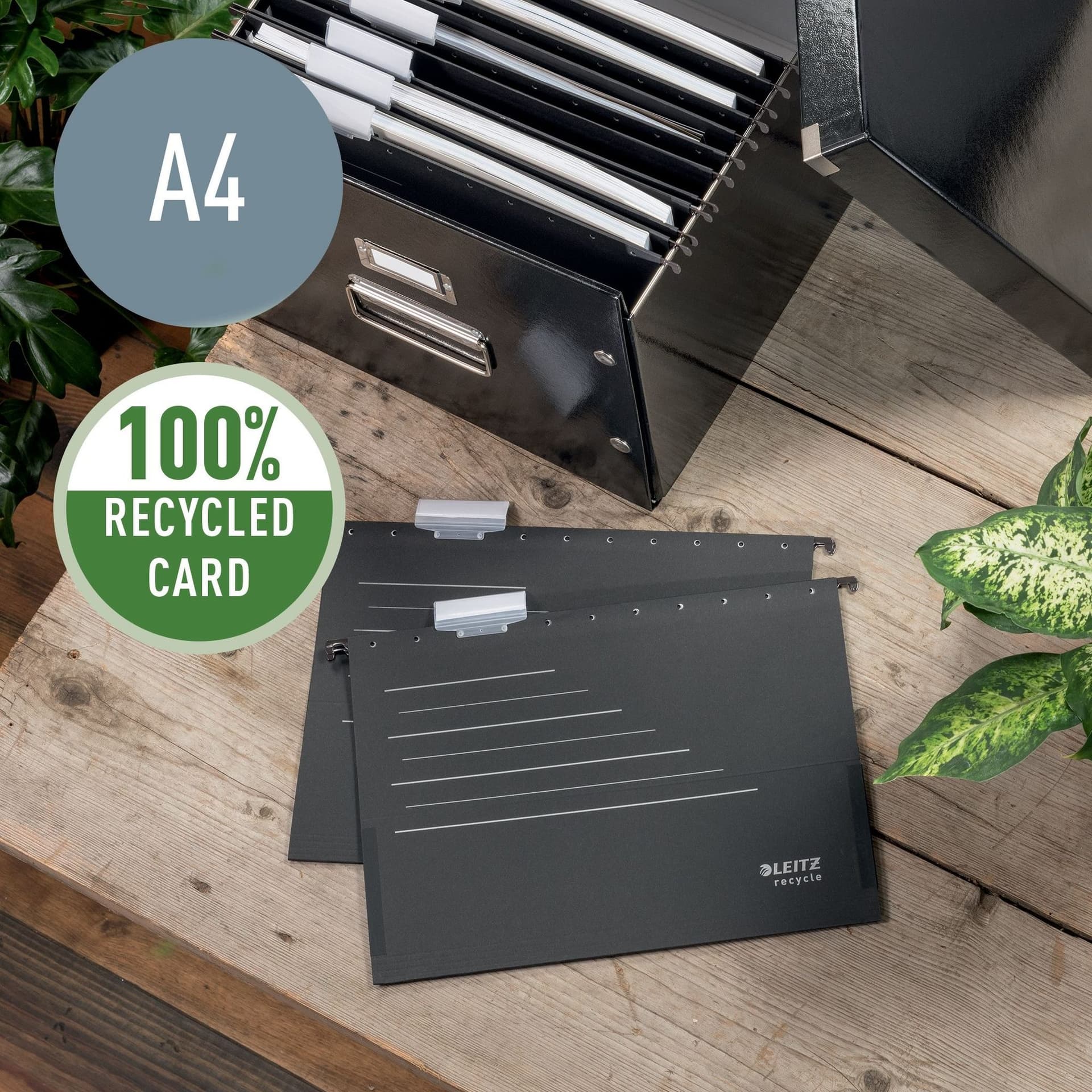 Hangmap Leitz Alpha Recycle A4 verticaal V-bodem zwart 4