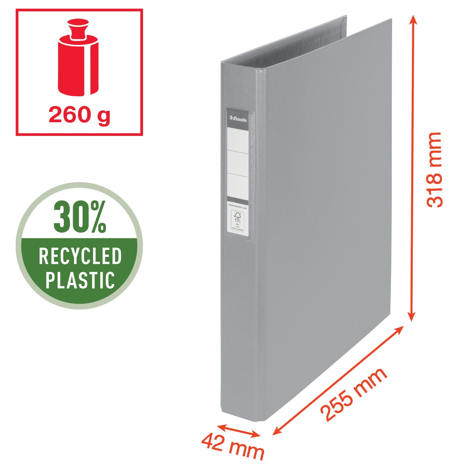 Ringband Esselte VIVIDA A4 25mm 30% gerecycled PP folie wit 4