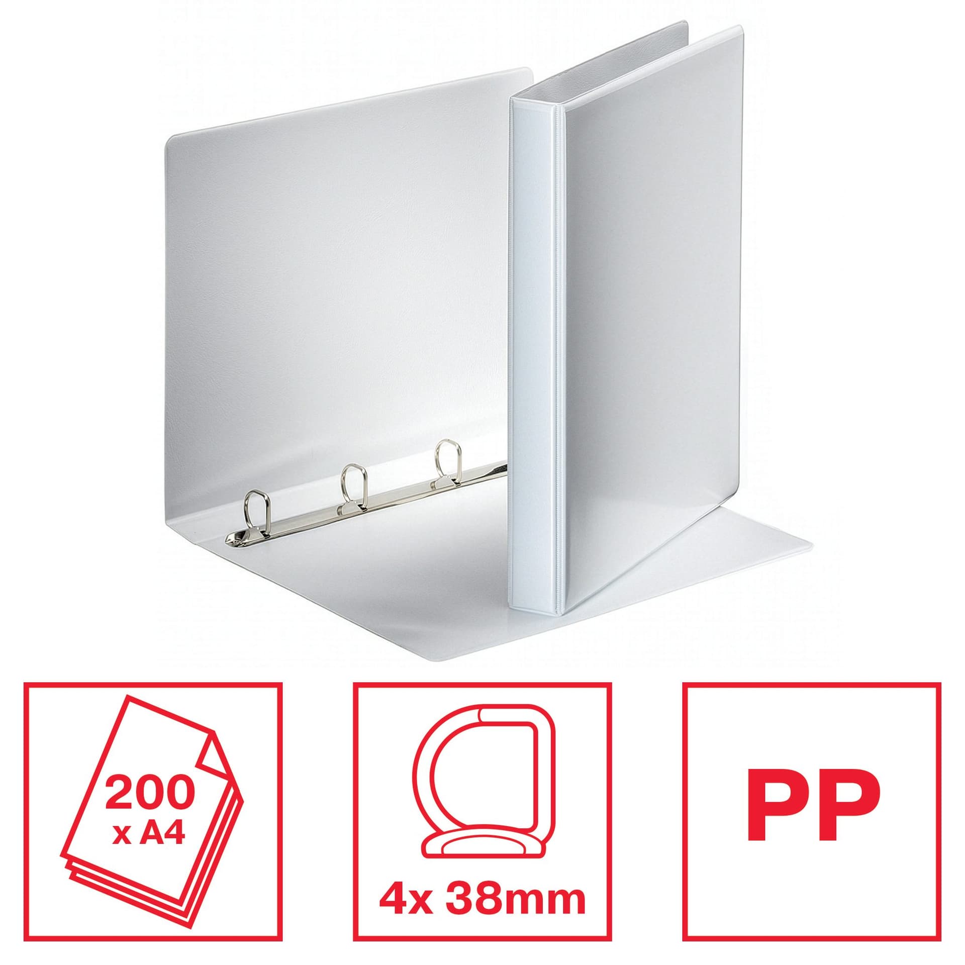 Presentatieringband Esselte Essentials panorama A4 4-rings D-mechaniek 38mm wit 5