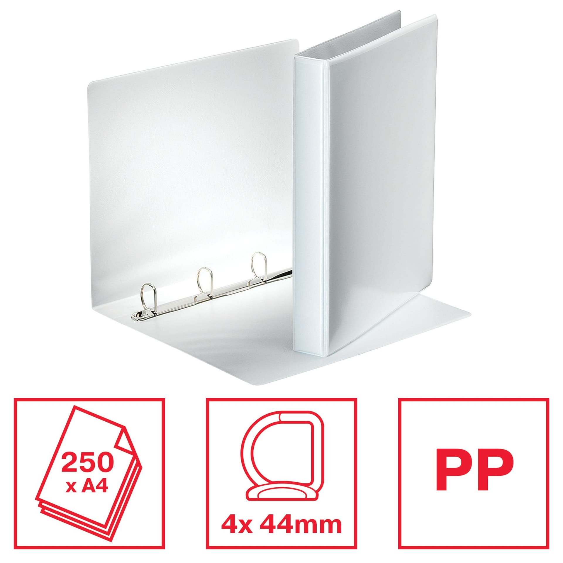 Presentatieringband Esselte Essentials panorama A4 4-rings D-mechaniek 44mm wit 4