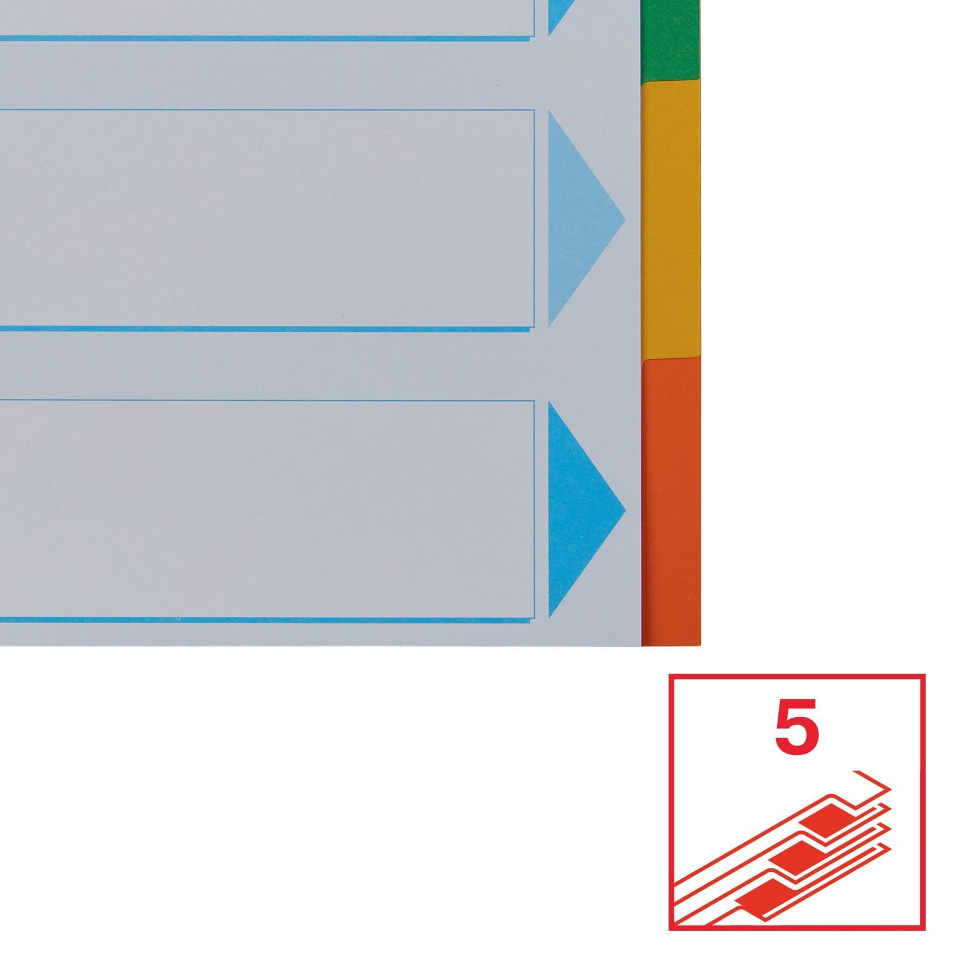 Tabbladen Esselte Standaard A4 5-delig karton 11-rings met voorblad assorti 4