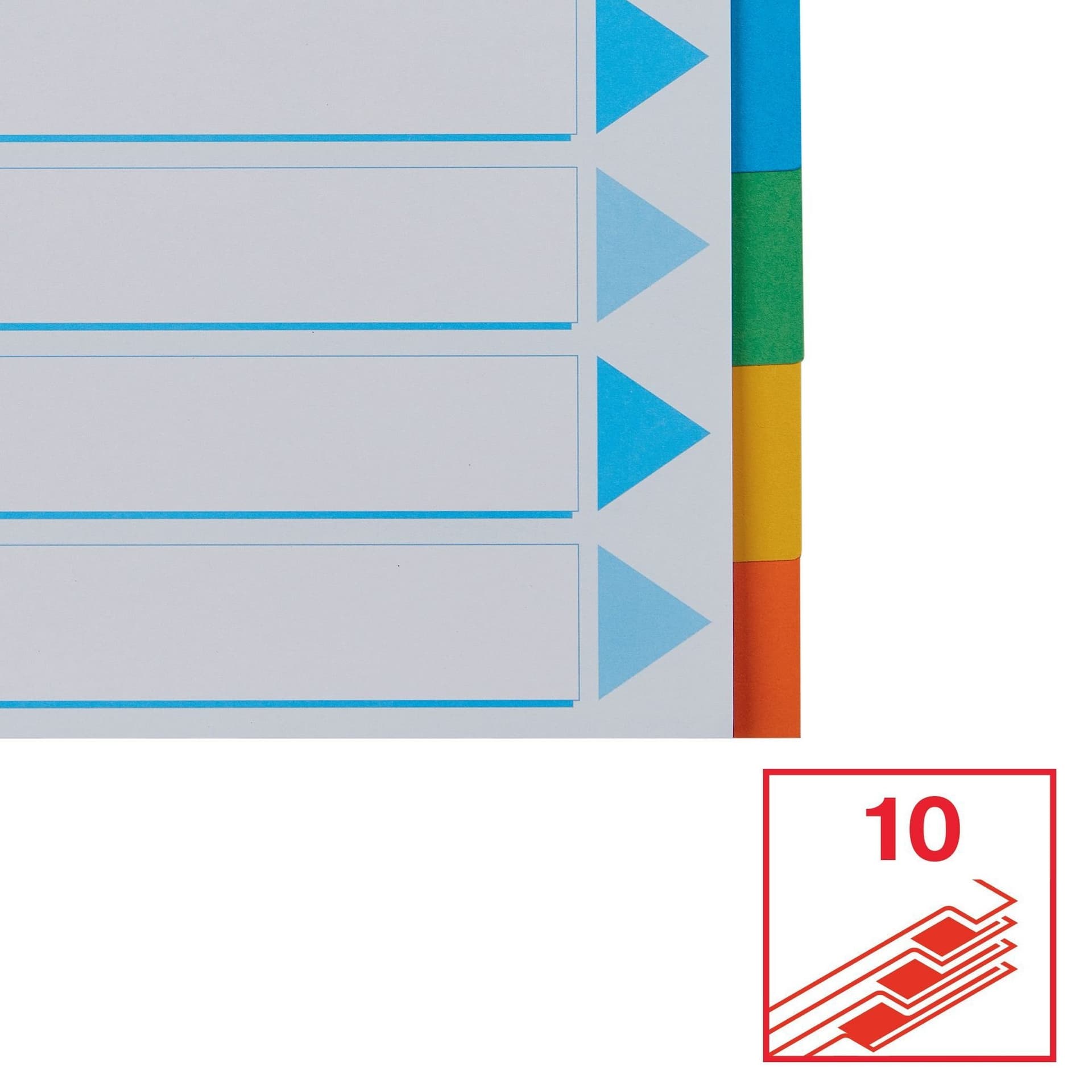 Tabbladen Esselte Standaard A4 10-delig karton 11-rings met voorblad assorti 4