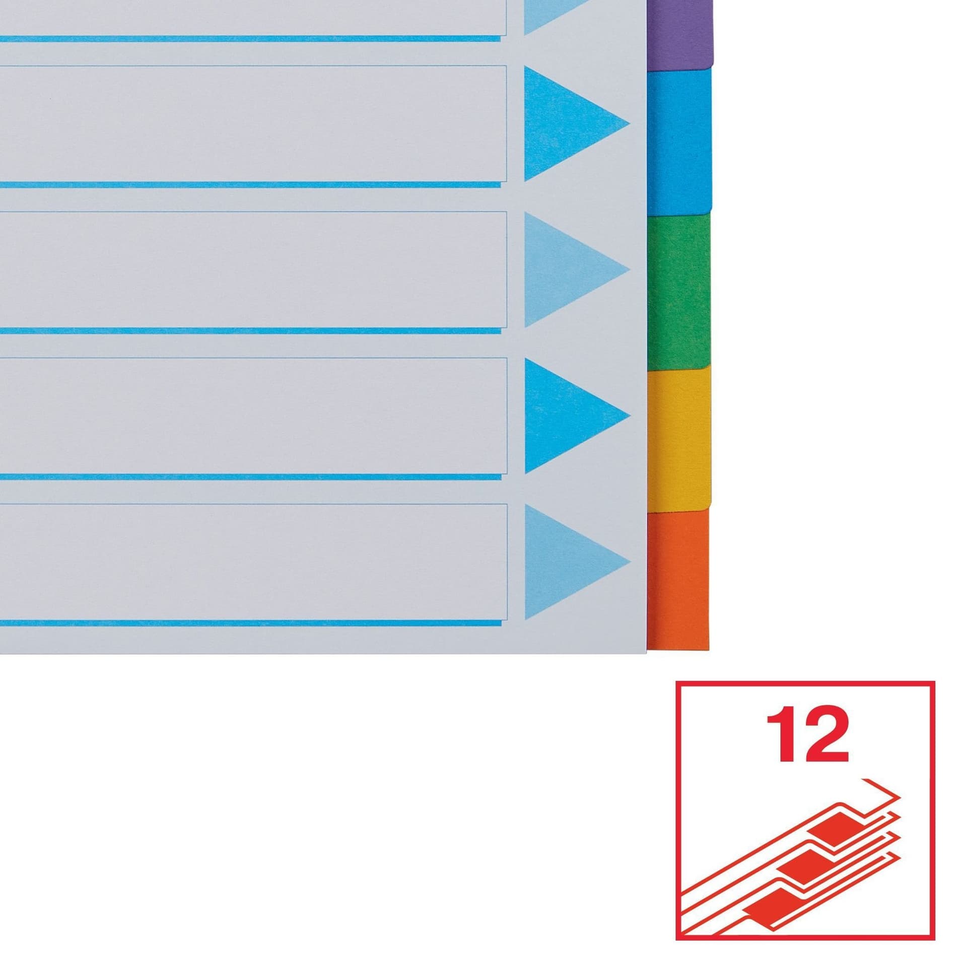 Tabbladen Esselte Standaard A4 12-delig karton 11-rings met voorblad assorti 4