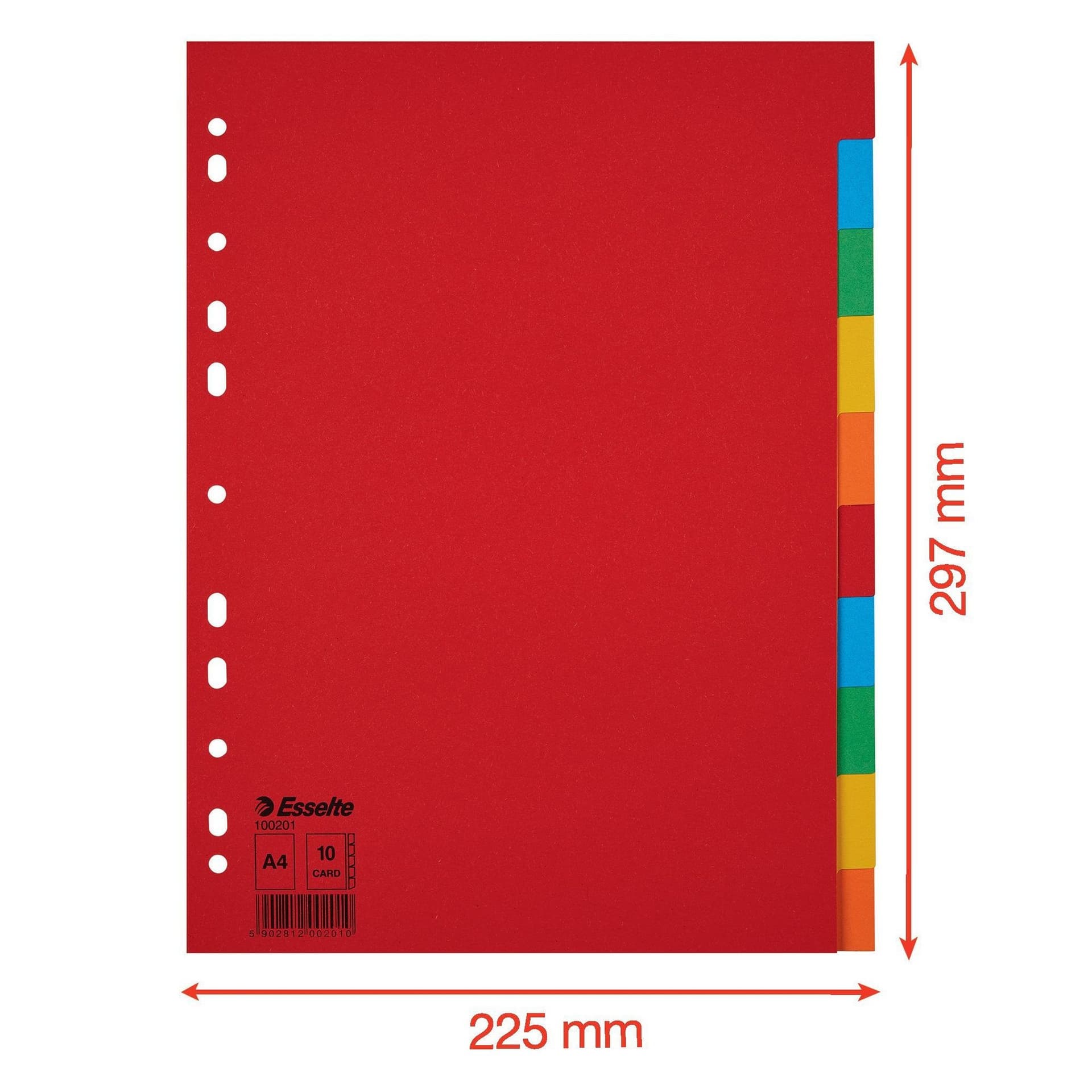 Tabbladen Esselte Economy A4 10-delig karton 11-rings assorti 2
