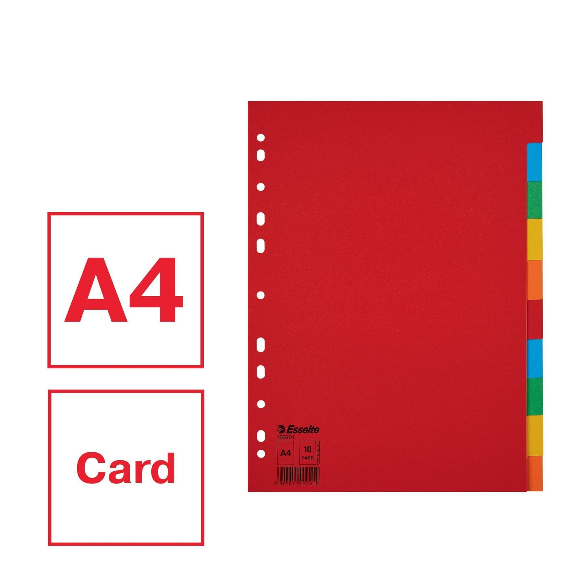 Tabbladen Esselte Economy A4 10-delig karton 11-rings assorti 3