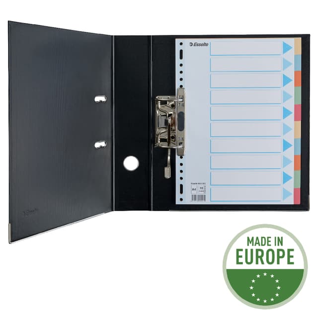 Tabbladen Esselte Premium A4 10-delig karton 23-rings assorti 6