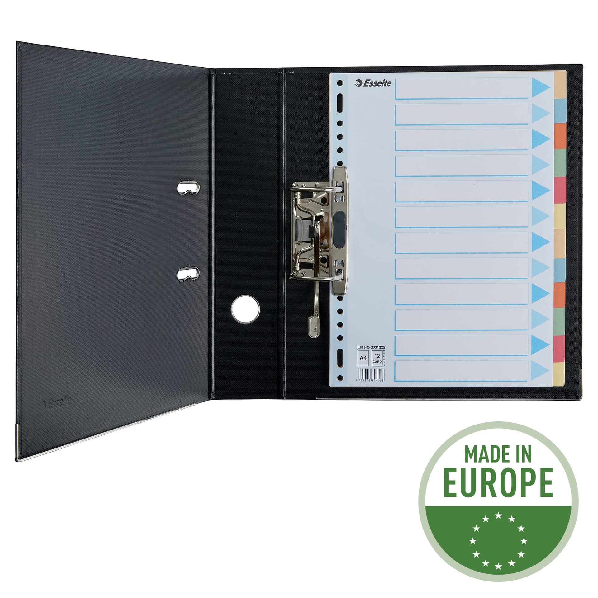 Tabbladen Esselte Premium A4 12-delig karton 23-rings assorti 3