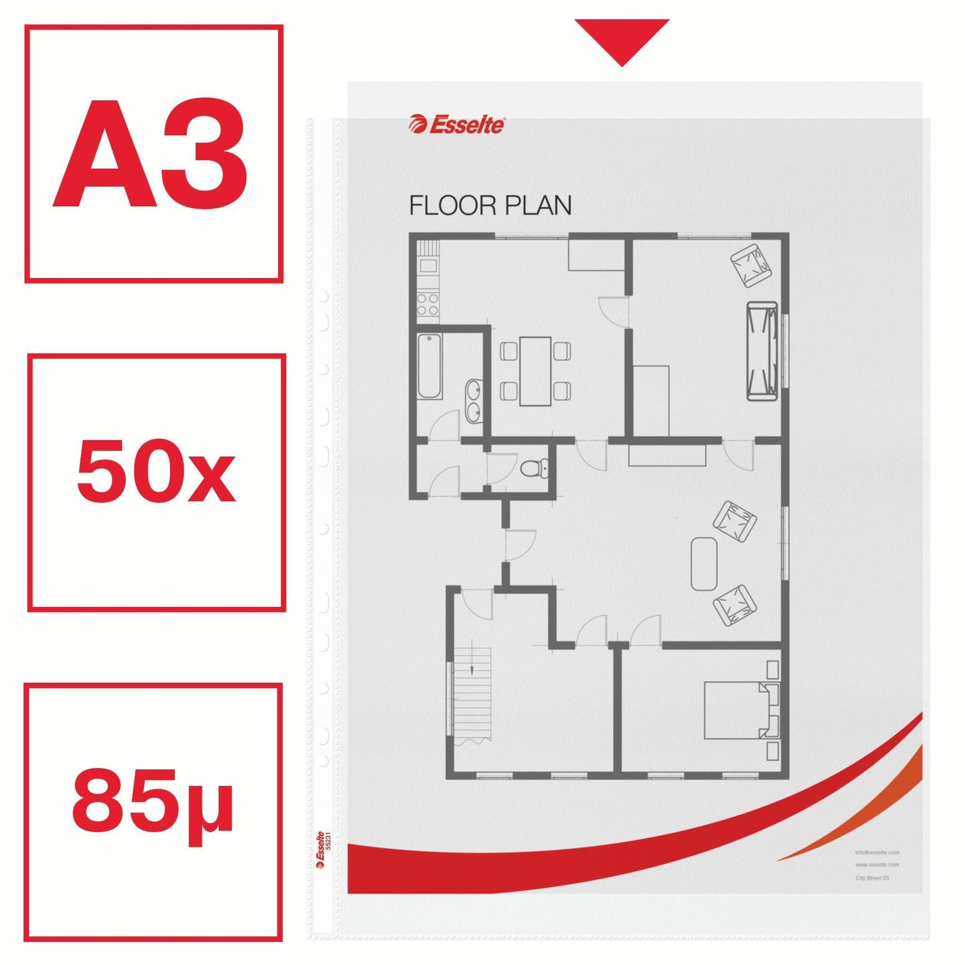 Showtas Esselte PP A3 recht 50 stuks 3