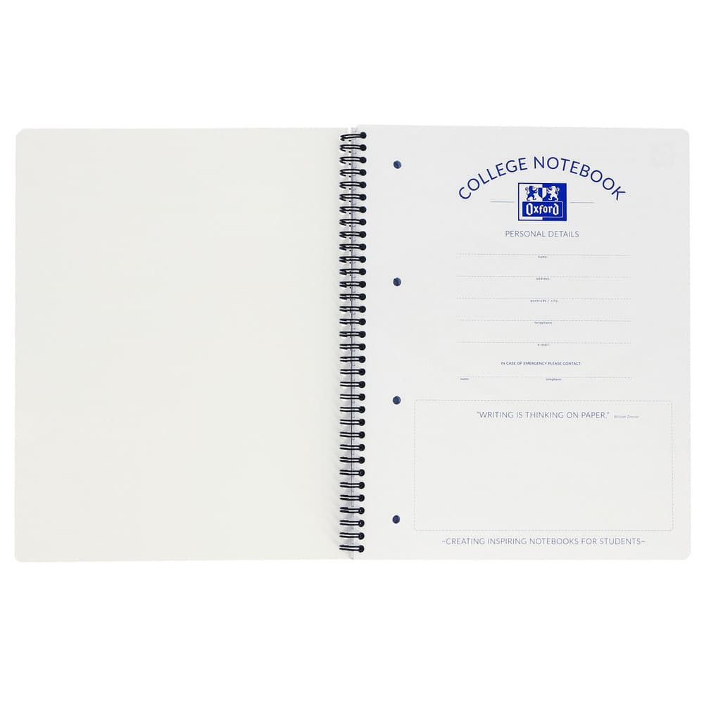 Collegeblok Oxford A4+ ruit 5x5mm 4-gaats 180 pagina's 80gr zwart 3