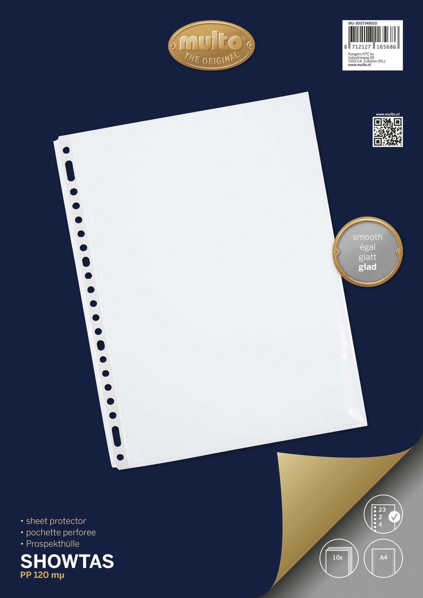 Showtas Multo A4 23-gaats PP 120 micron glad 10 stuks