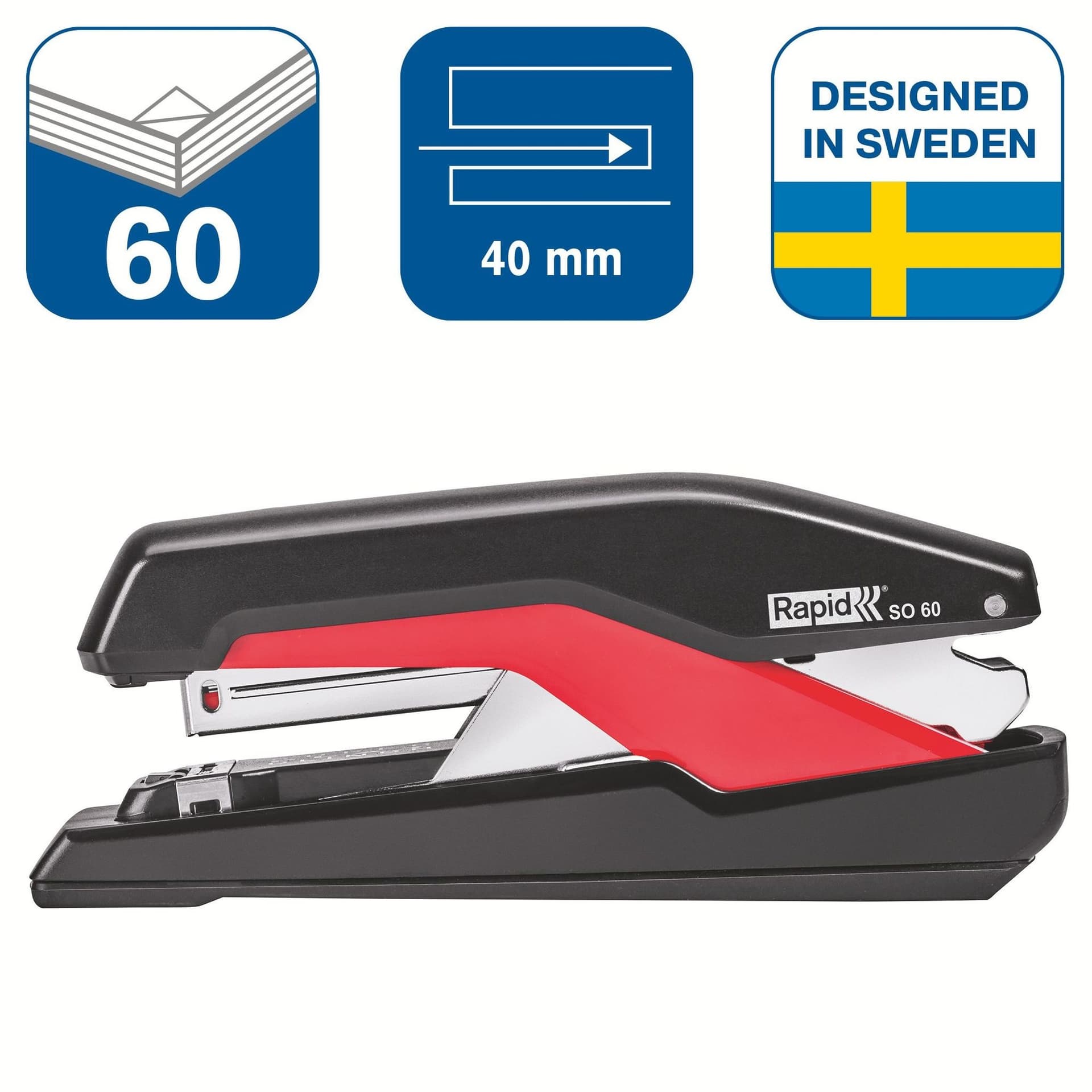 Bureaunietmachine Rapid Supreme fullstrip S1O60 60 vel zwart/rood 2