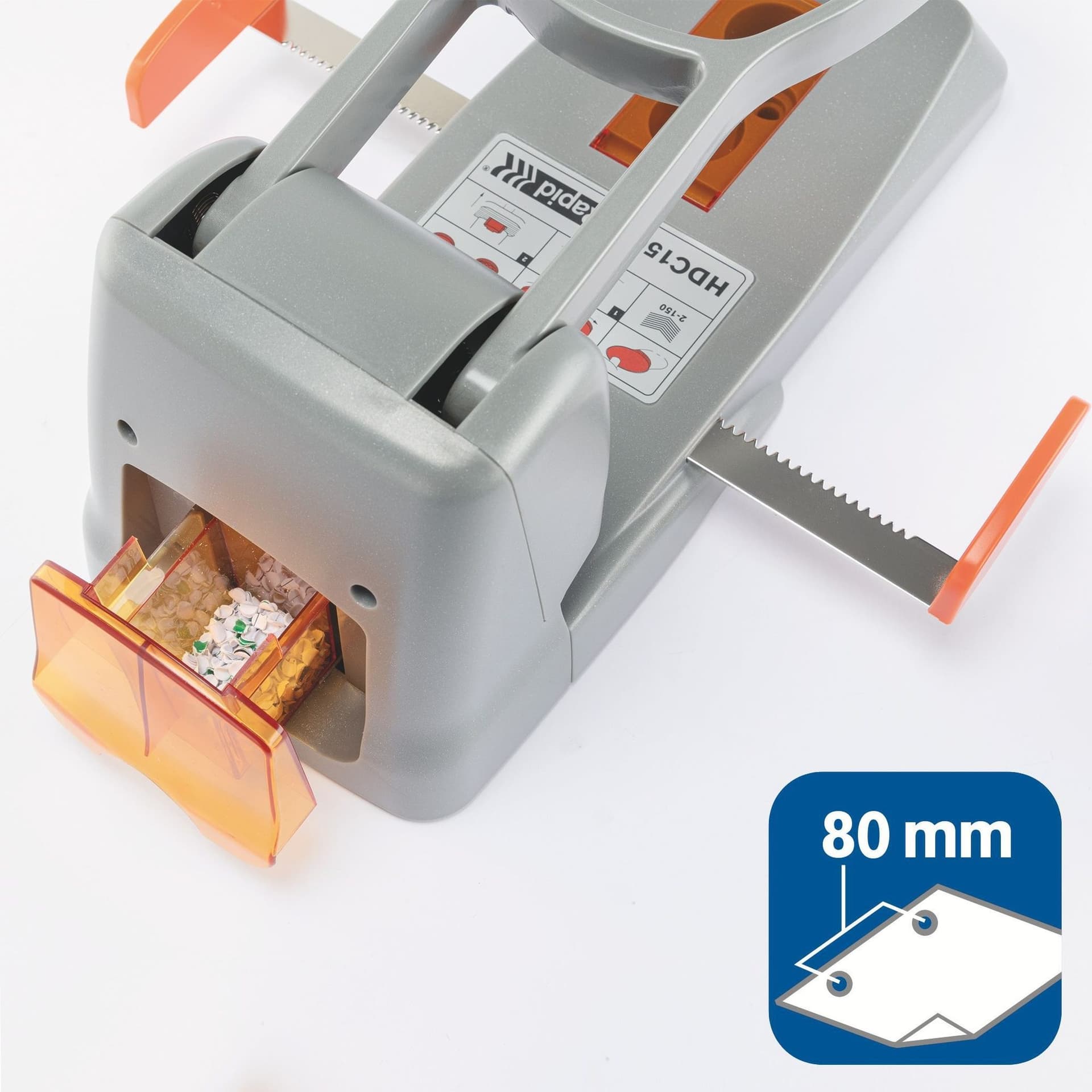 Perforator Rapid Supreme HDC150/2 heavy duty 2-gaats 150 vel zilver/oranje 5