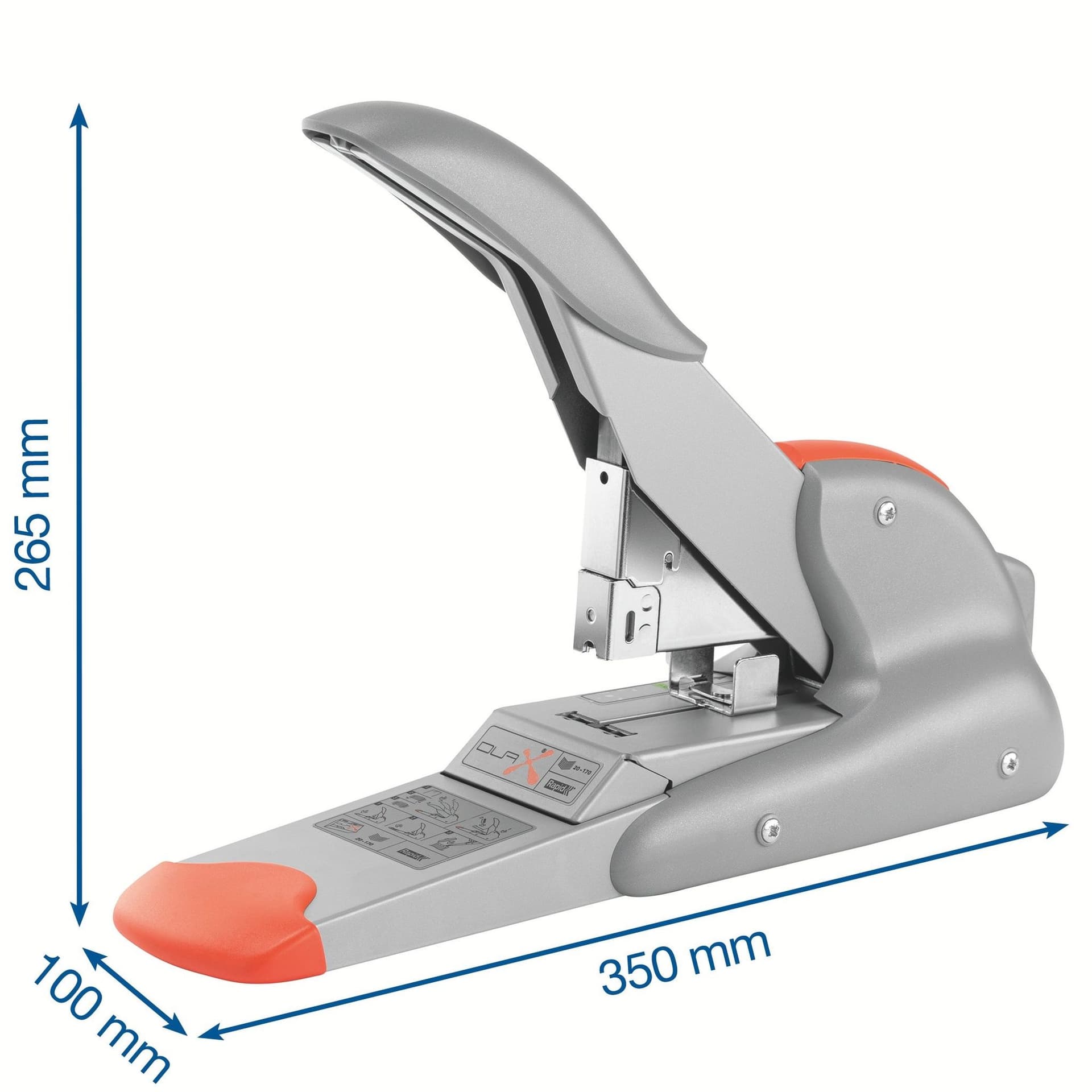 Nietmachine Rapid Supreme duax heavy duty 170 vel zilver/oranje 3