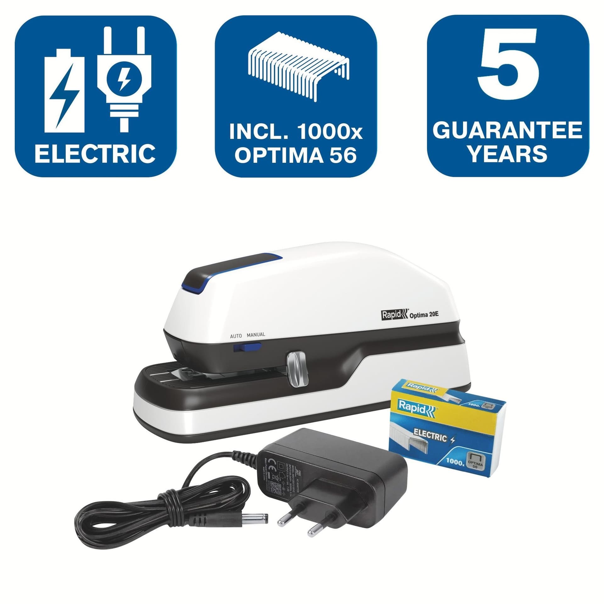 Nietmachine elektrisch Rapid Optima 20 20vel zilver/zwart 4