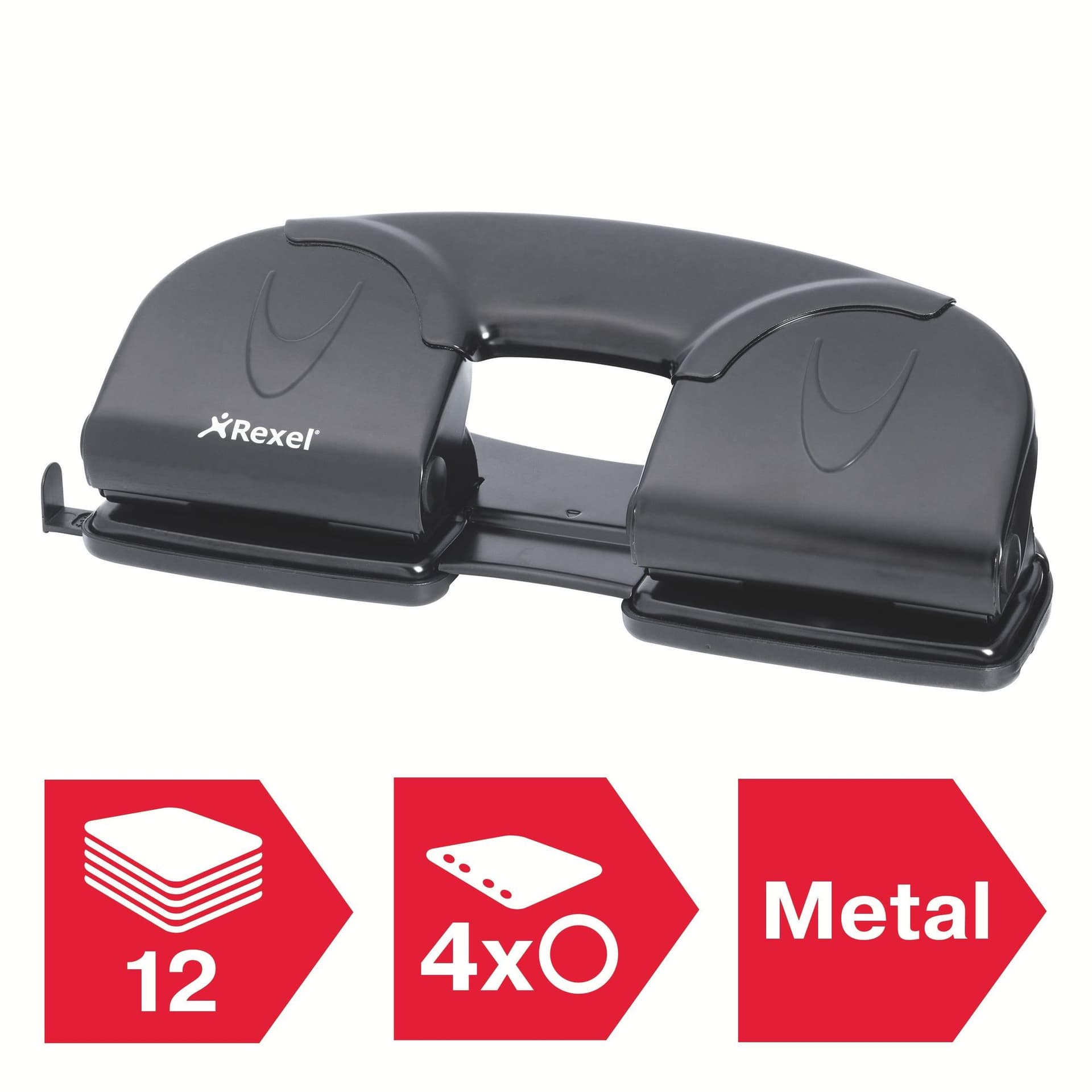 Perforator Rexel V412 4-gaats 12 vel zwart 4
