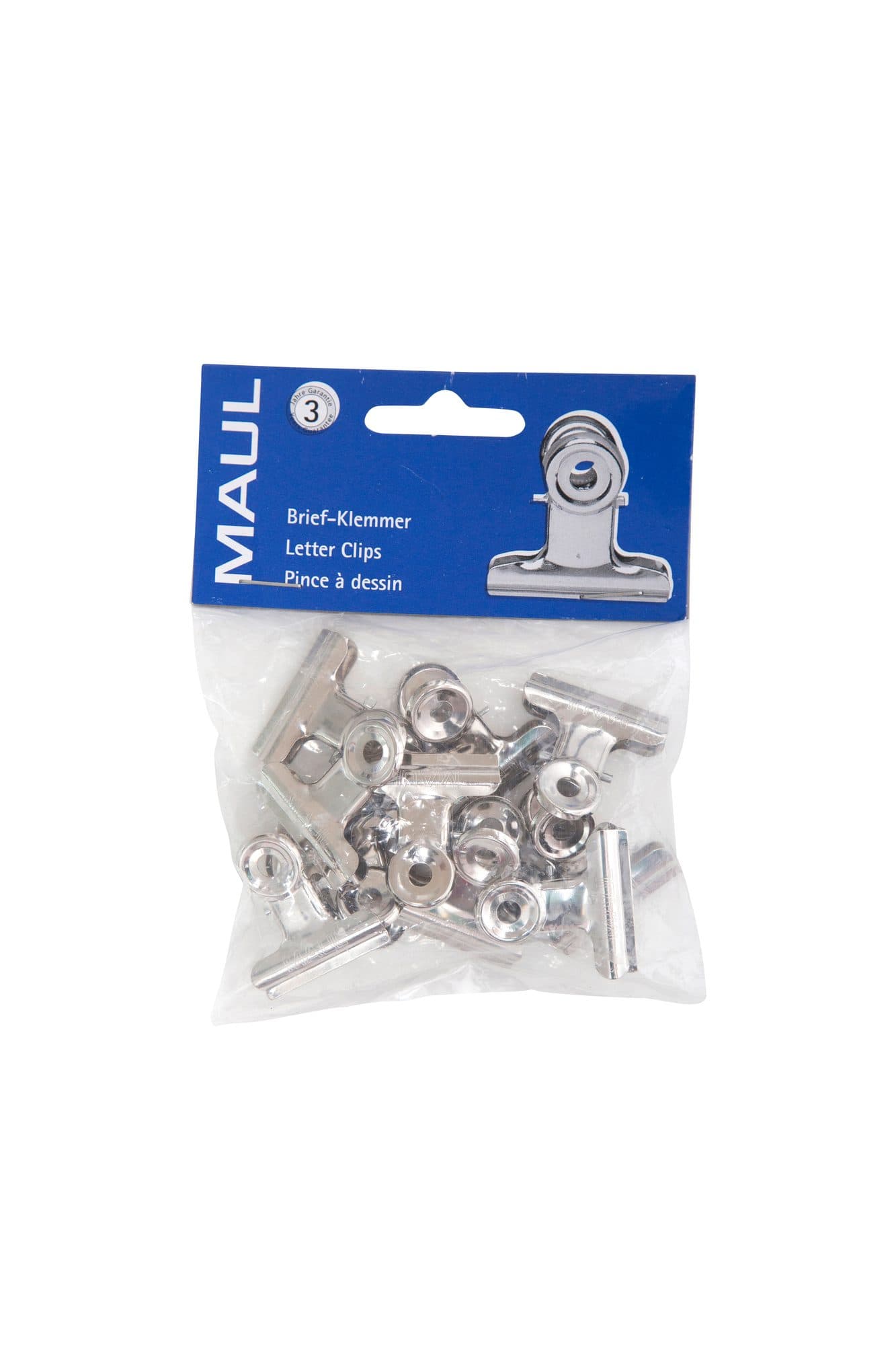 Papierklem MAUL Bulldog 30mm capaciteit 10mm zilver 10 stuks 10