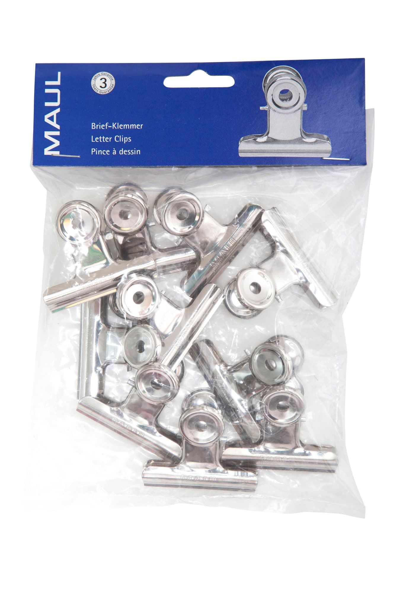 Papierklem MAUL Bulldog 50mm capaciteit 20mm zilver 10 stuks 9