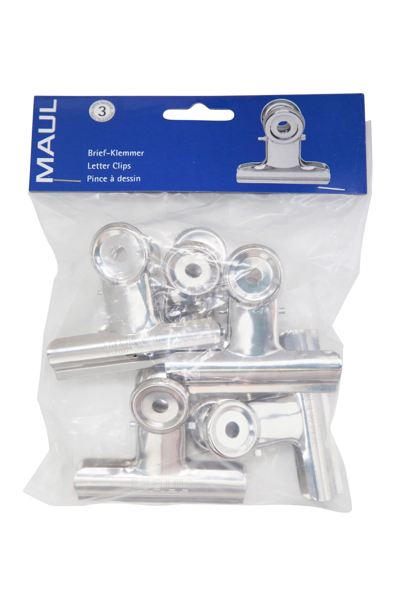 Papierklem MAUL Bulldog 70mm capaciteit 40mm zilver 5 stuks 9