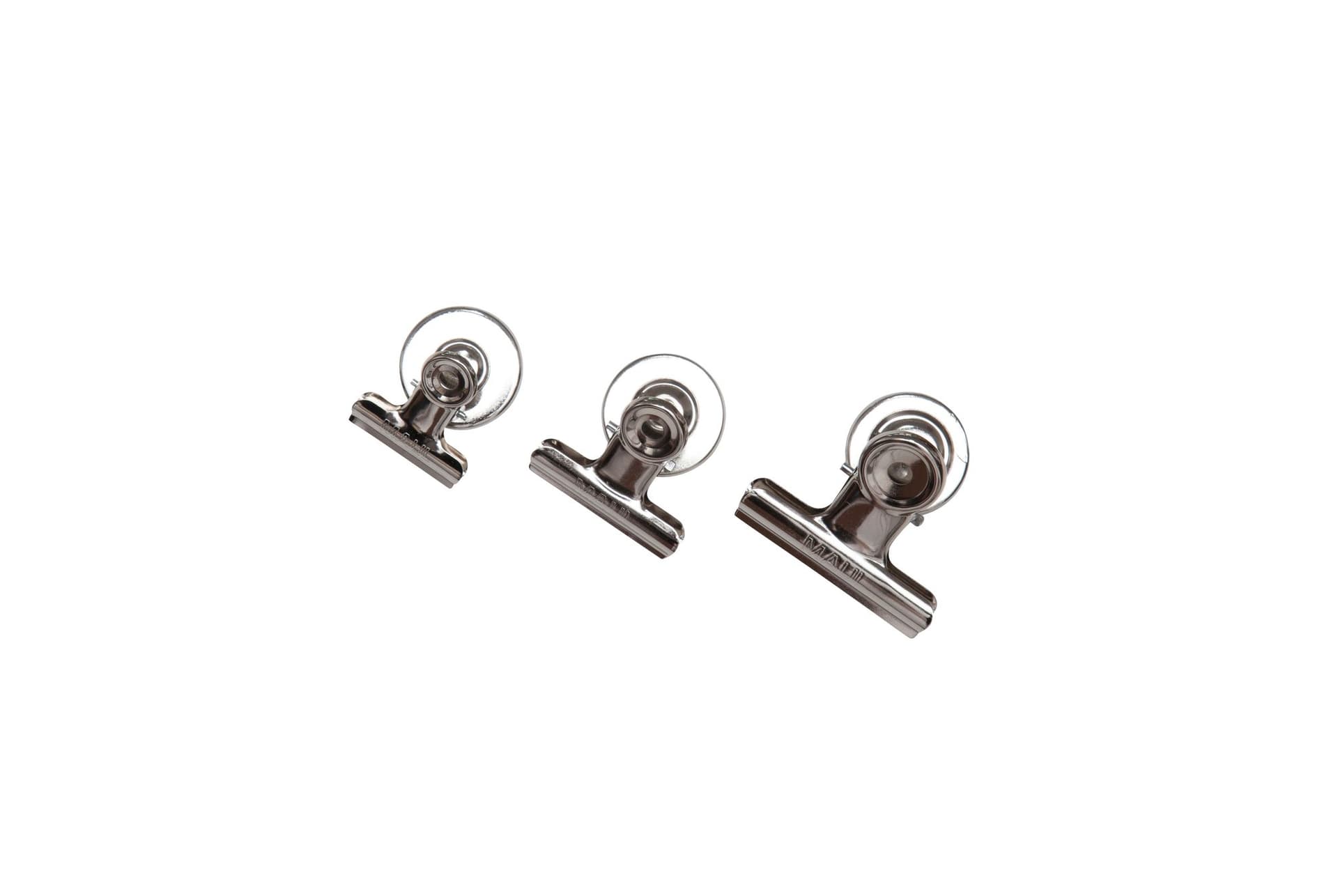 Papierklem MAUL Bulldog met magneet 30mm zilver 2 stuks 10