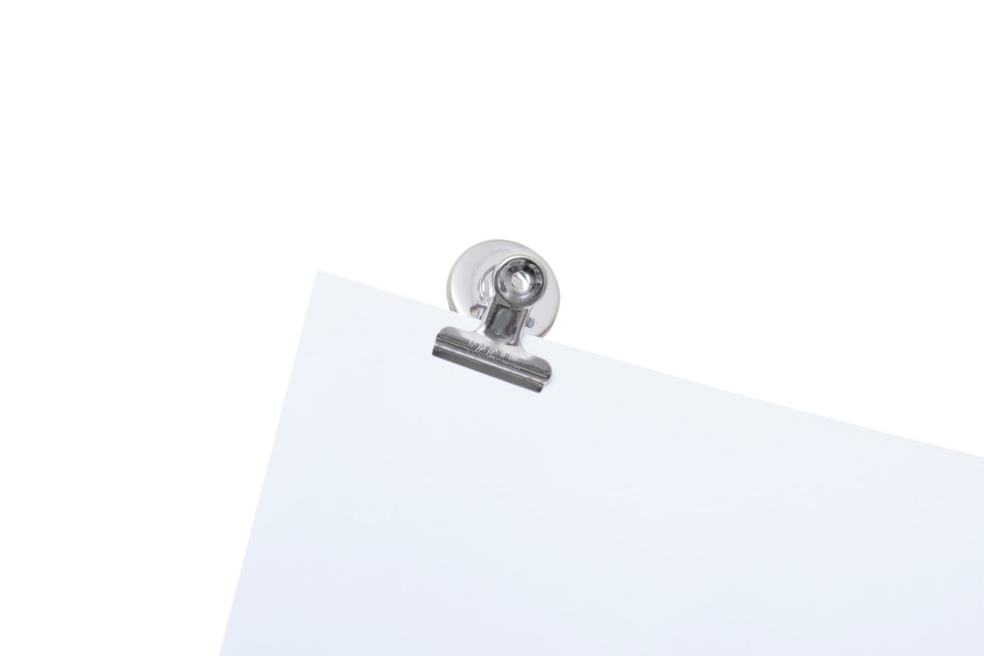 Papierklem MAUL Bulldog met magneet 30mm zilver 2 stuks 6