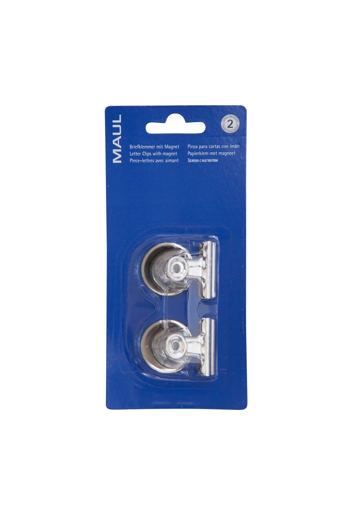 Papierklem MAUL Bulldog met magneet 30mm zilver 2 stuks 9