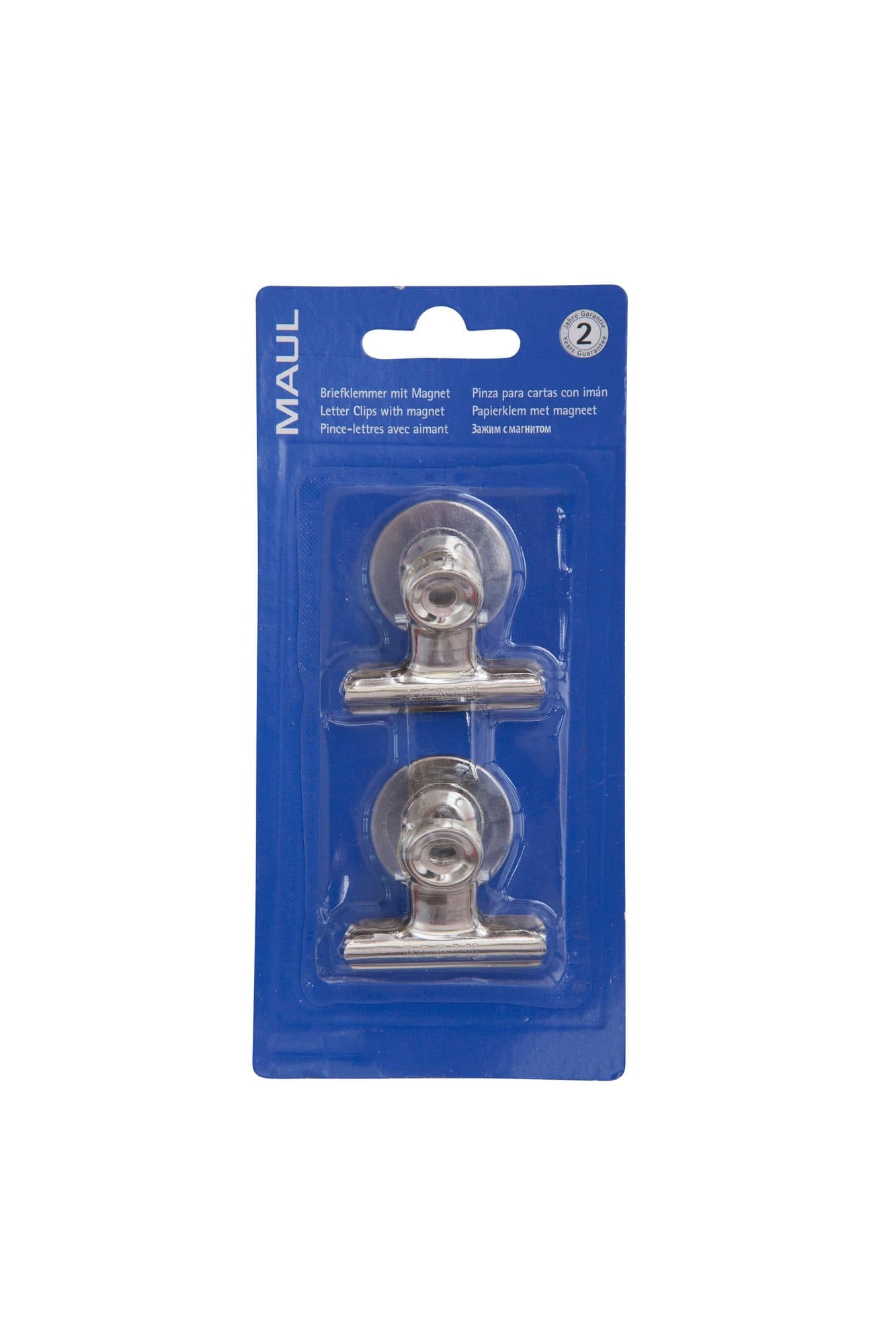 Papierklem MAUL Bulldog met magneet 40mm zilver 2 stuks 9