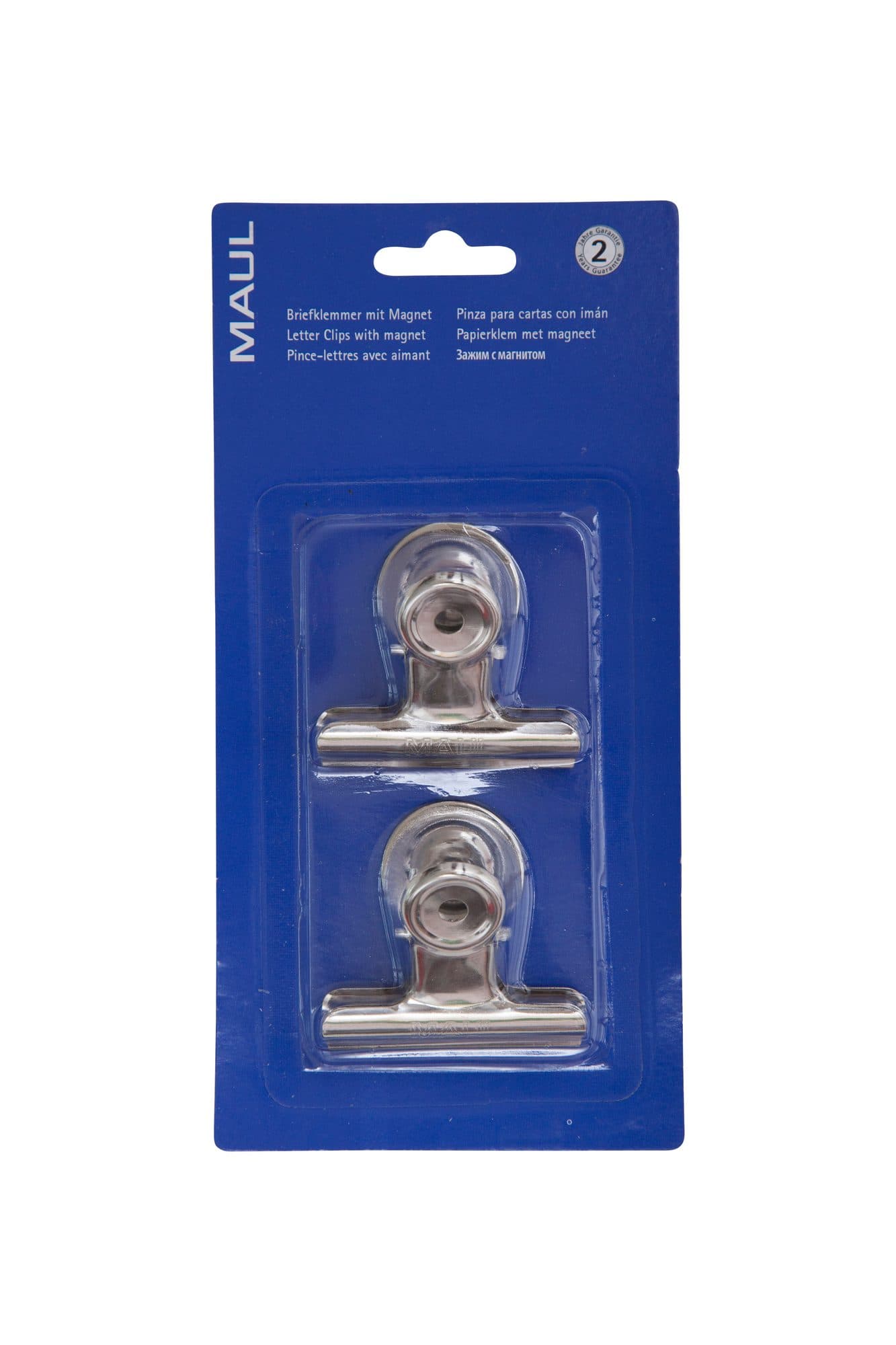 Papierklem MAUL Bulldog met magneet 52mm zilver 2 stuks 8