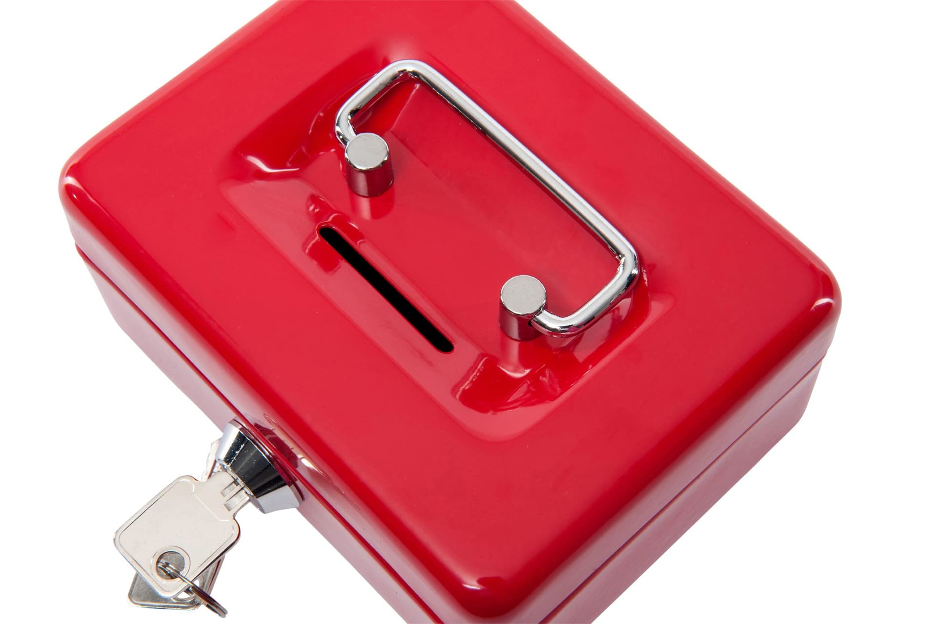 Geldkist MAUL met muntgleuf en slot 125x95x60mm rood 2