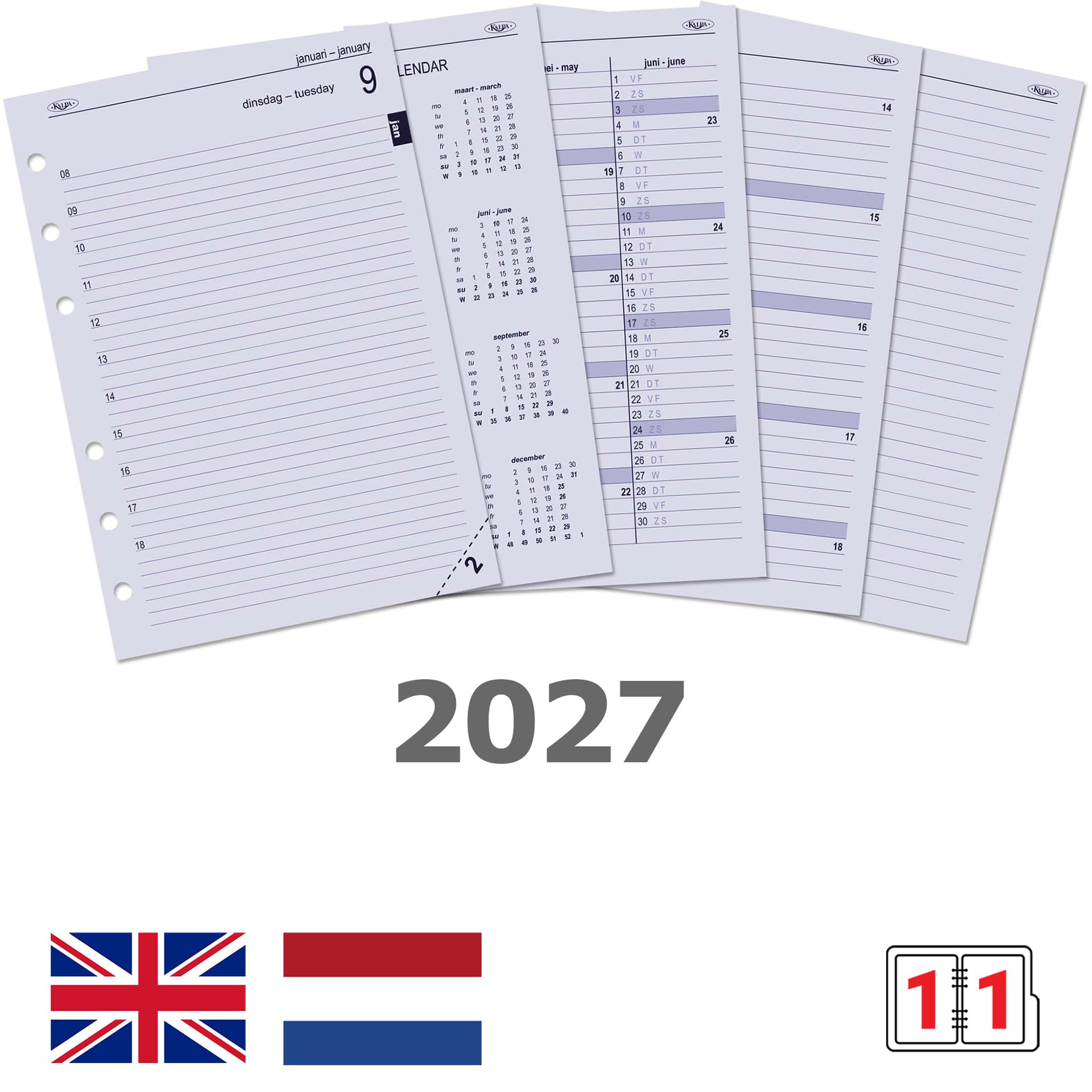 Agendavulling 2027 Kalpa A5 1dag/1pagina 2