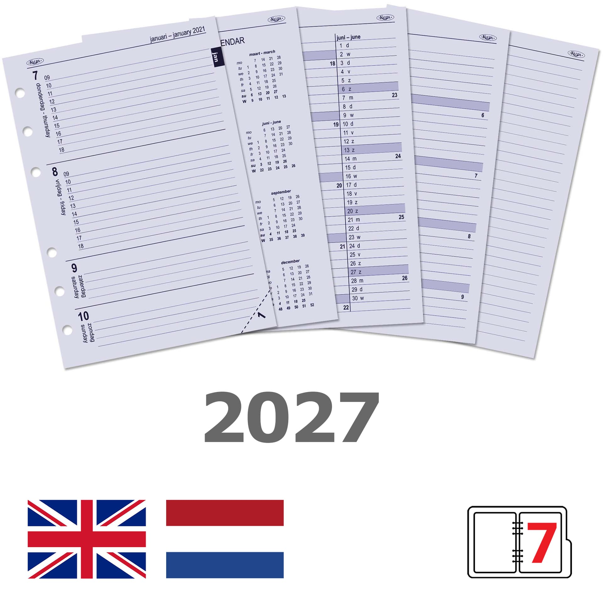 Agendavulling 2027 Kalpa A5 7dagen/2pagina's 2