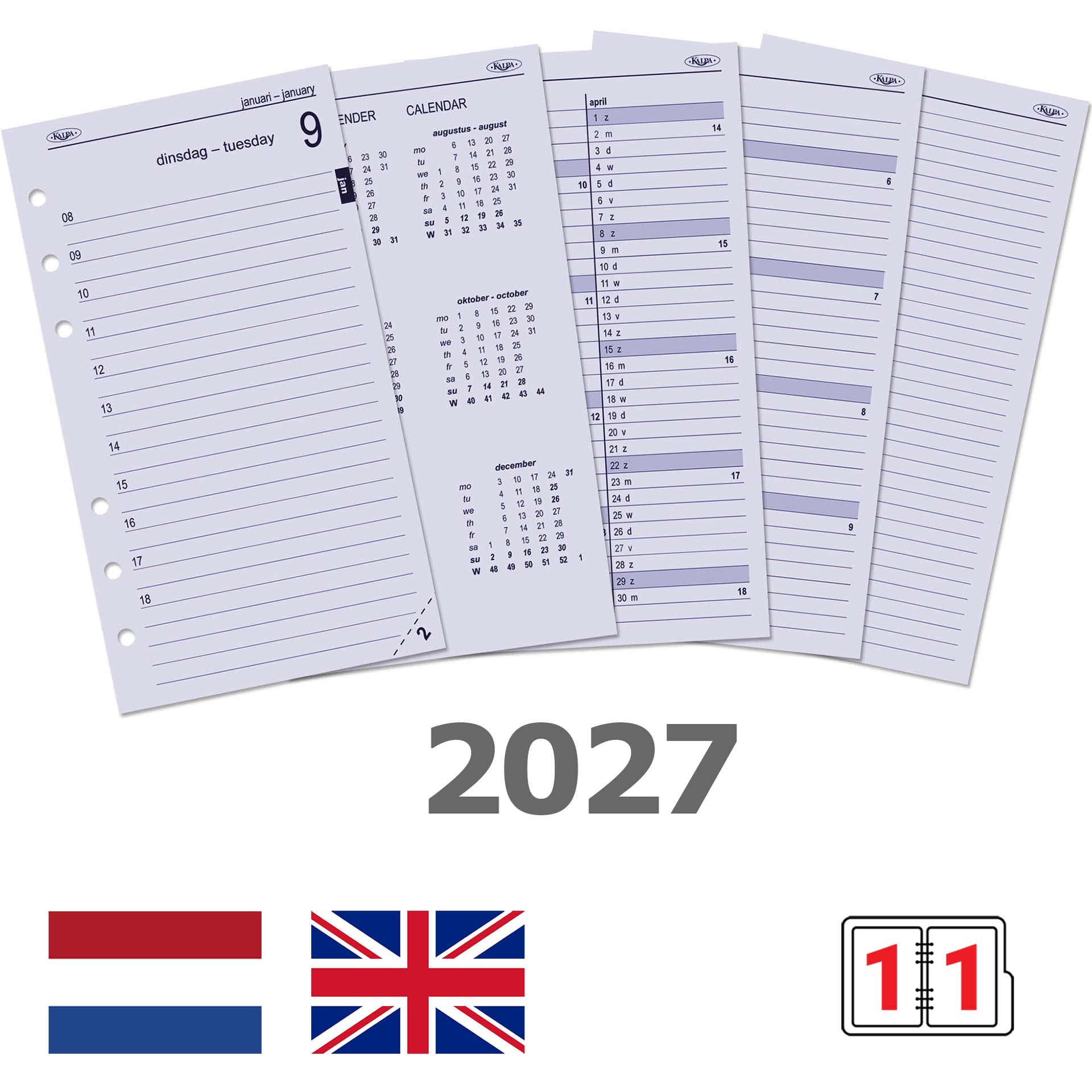 Agendavulling 2027 Kalpa Personal 1dag/1pagina 2
