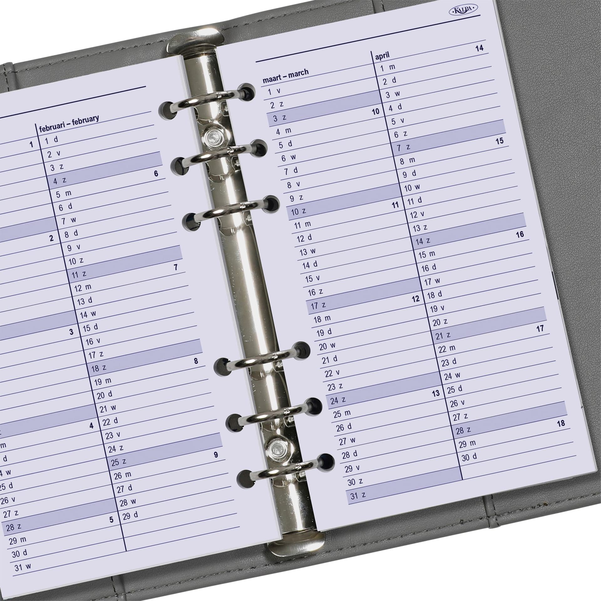 Agendavulling 2027 Kalpa Personal 1dag/1pagina 4