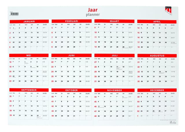 Jaarplankalender 2027 Quantore 48x68cm