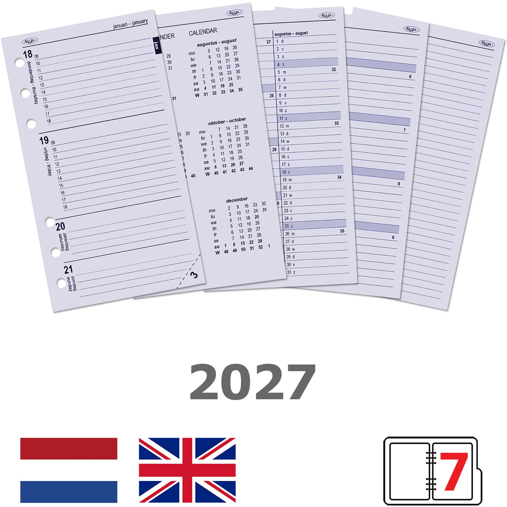 Agendavulling 2027 Kalpa Personal 7dagen/2pagina's 2