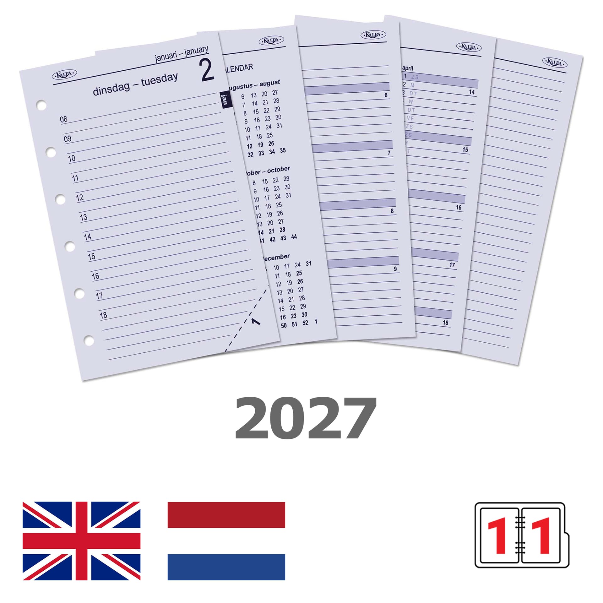 Agendavulling 2027 Kalpa Pocket 1dag/1pagina 2
