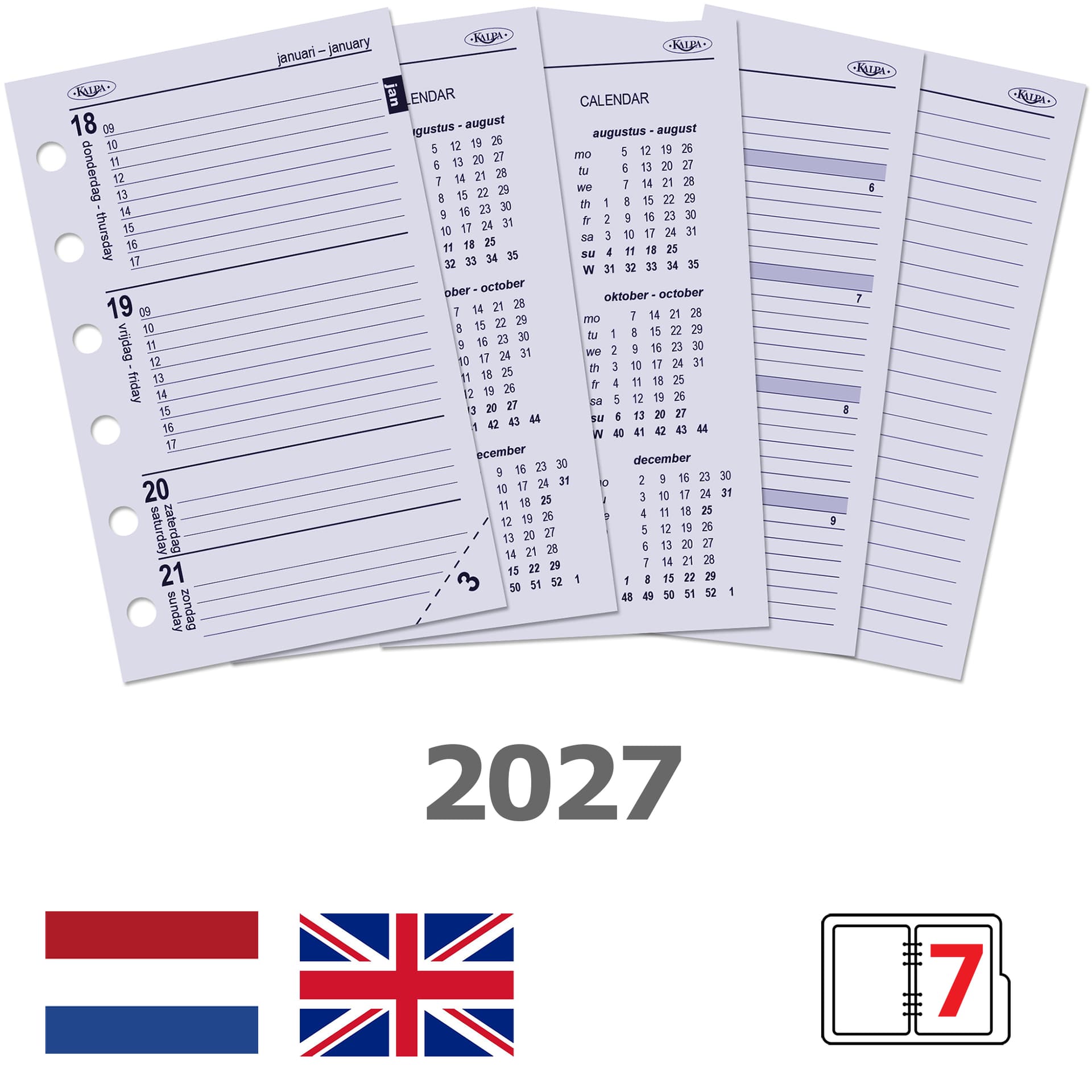 Agendavulling 2027 Kalpa Pocket 7dagen/2pagina's 2