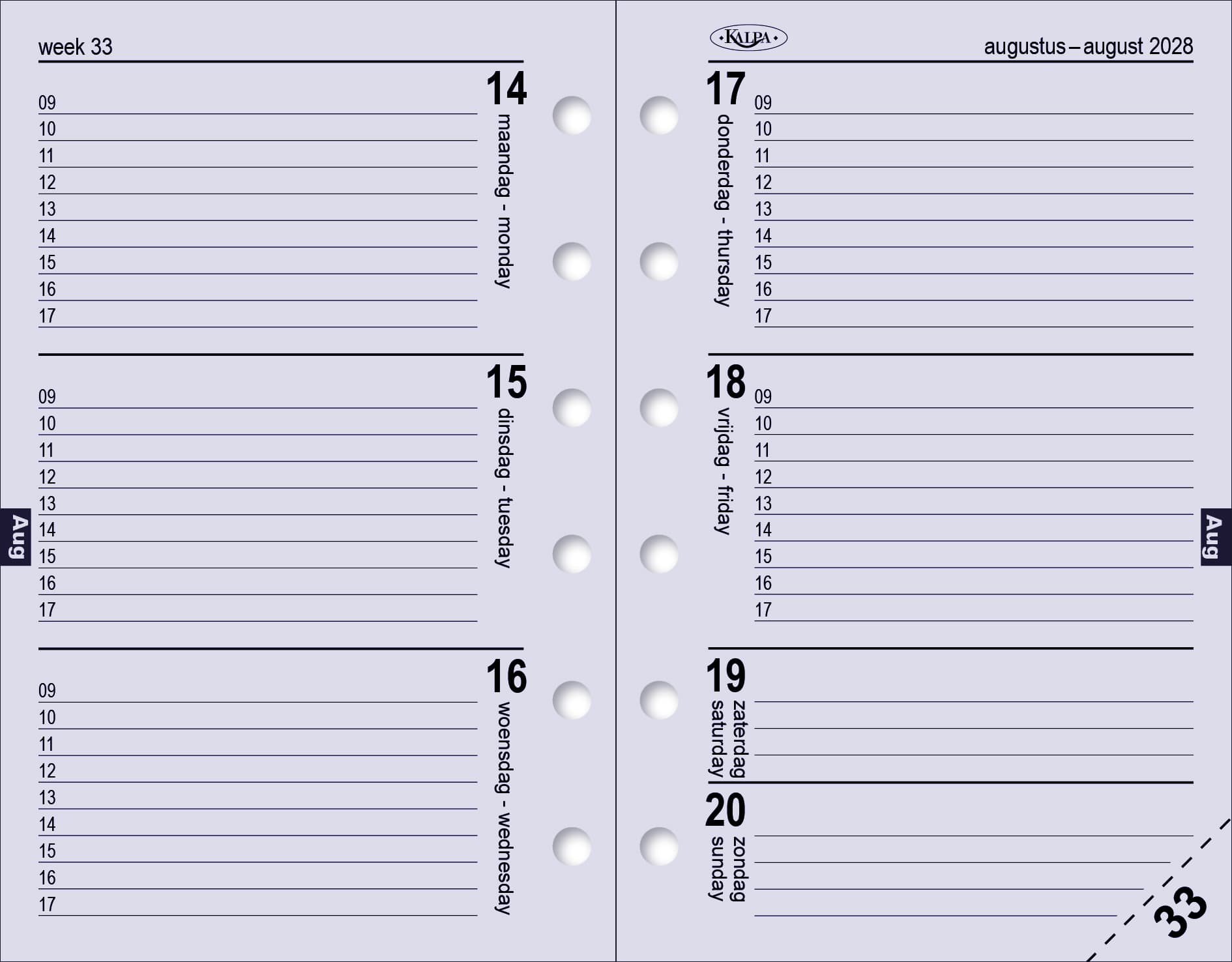 Organizer Kalpa Pocket inclusief agenda 2026-2027 7dagen/2pagina's bloemenzee bruin 7